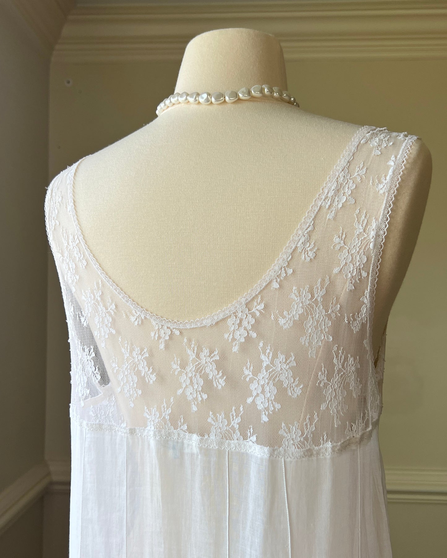 Ethereal Soft Sheer Linen Slip Dress featuring Laced Floral Embroidery