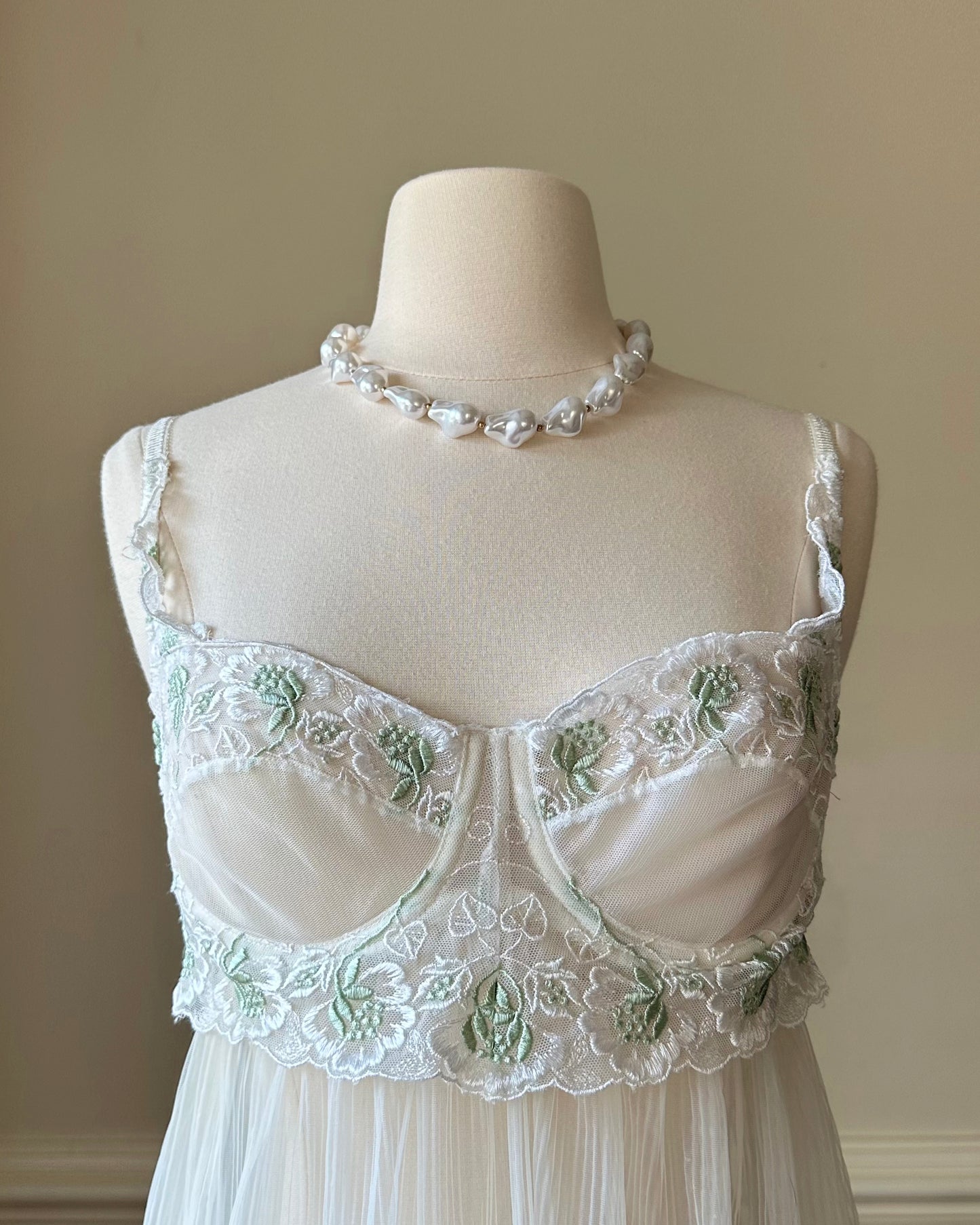 Vintage Victoria’s Secret baby doll slip in sheer ivory mesh