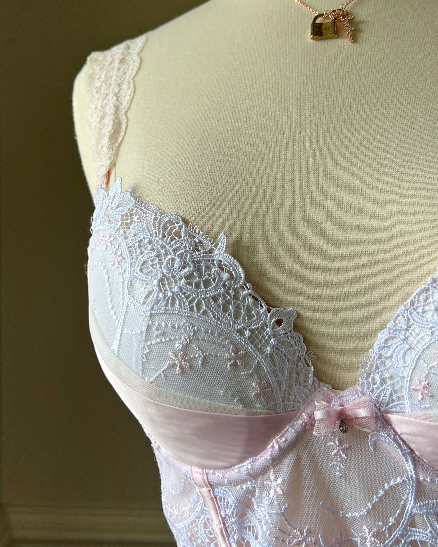 Regal Babydoll Special Corset featuring Soft Laced Bustier with Sheer Polkas Bodice