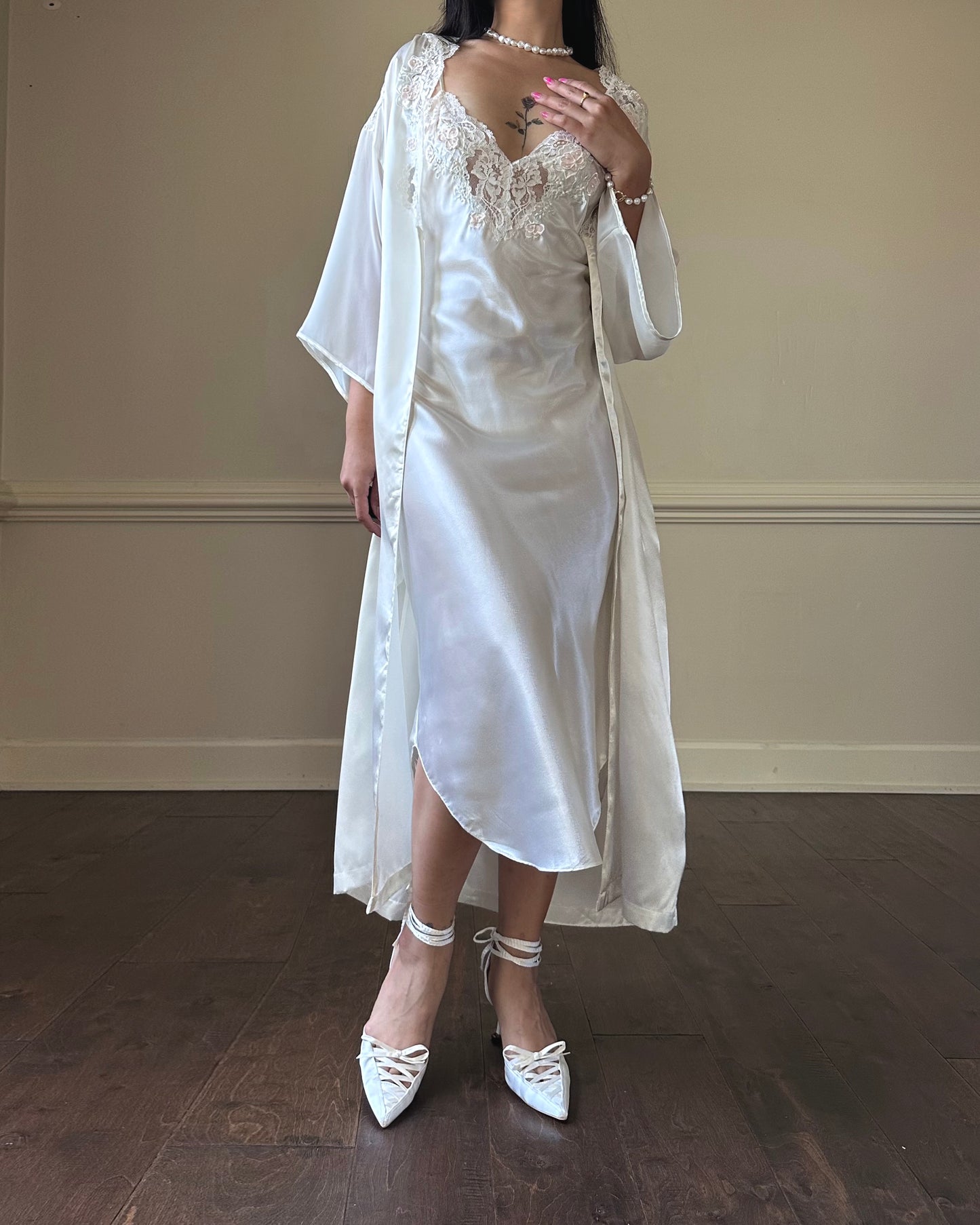Valmode’s Vintage Set includes Maxi Dress + Matching Long Sleeve Robes