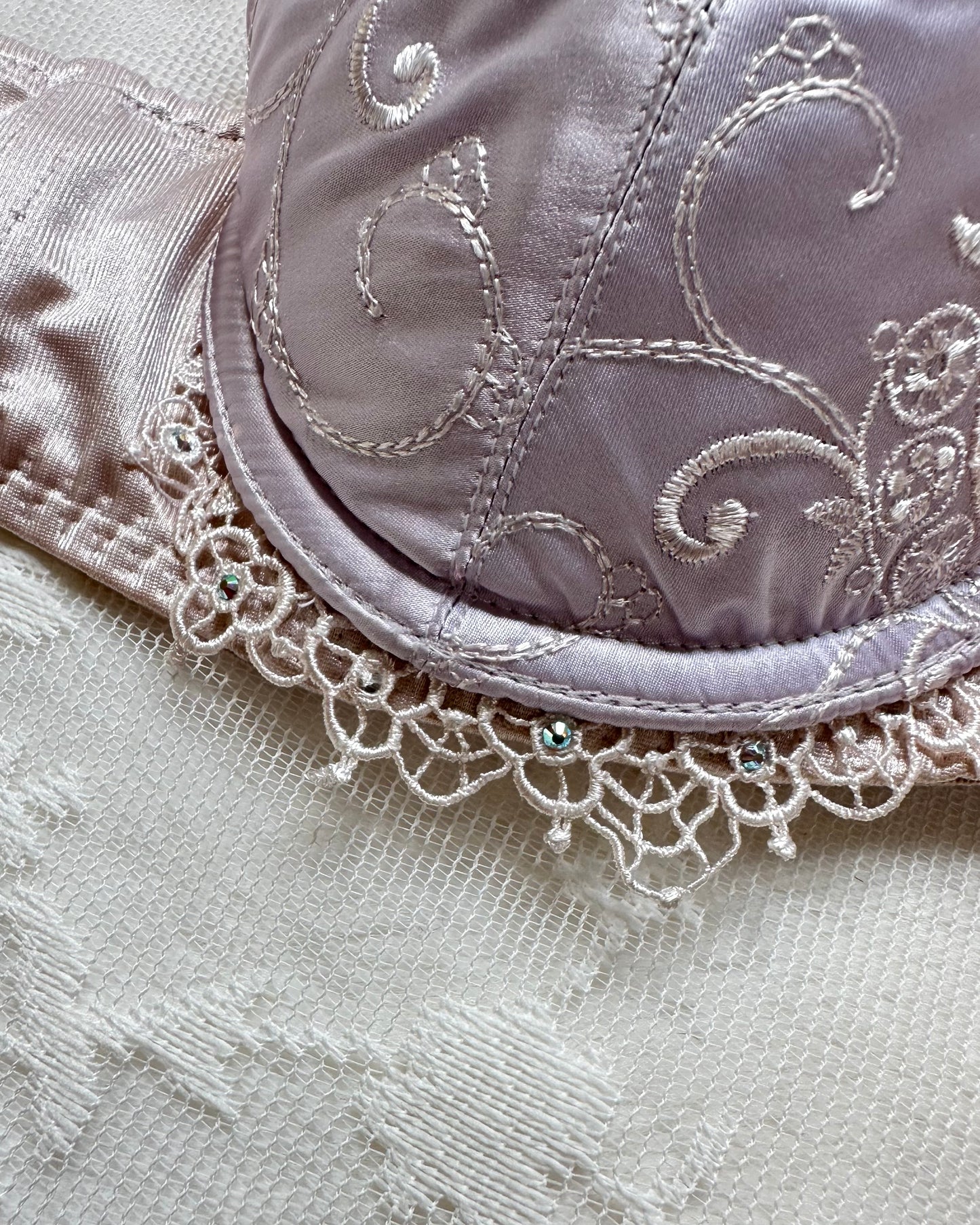 Intricate Cool Plum Satin Bra