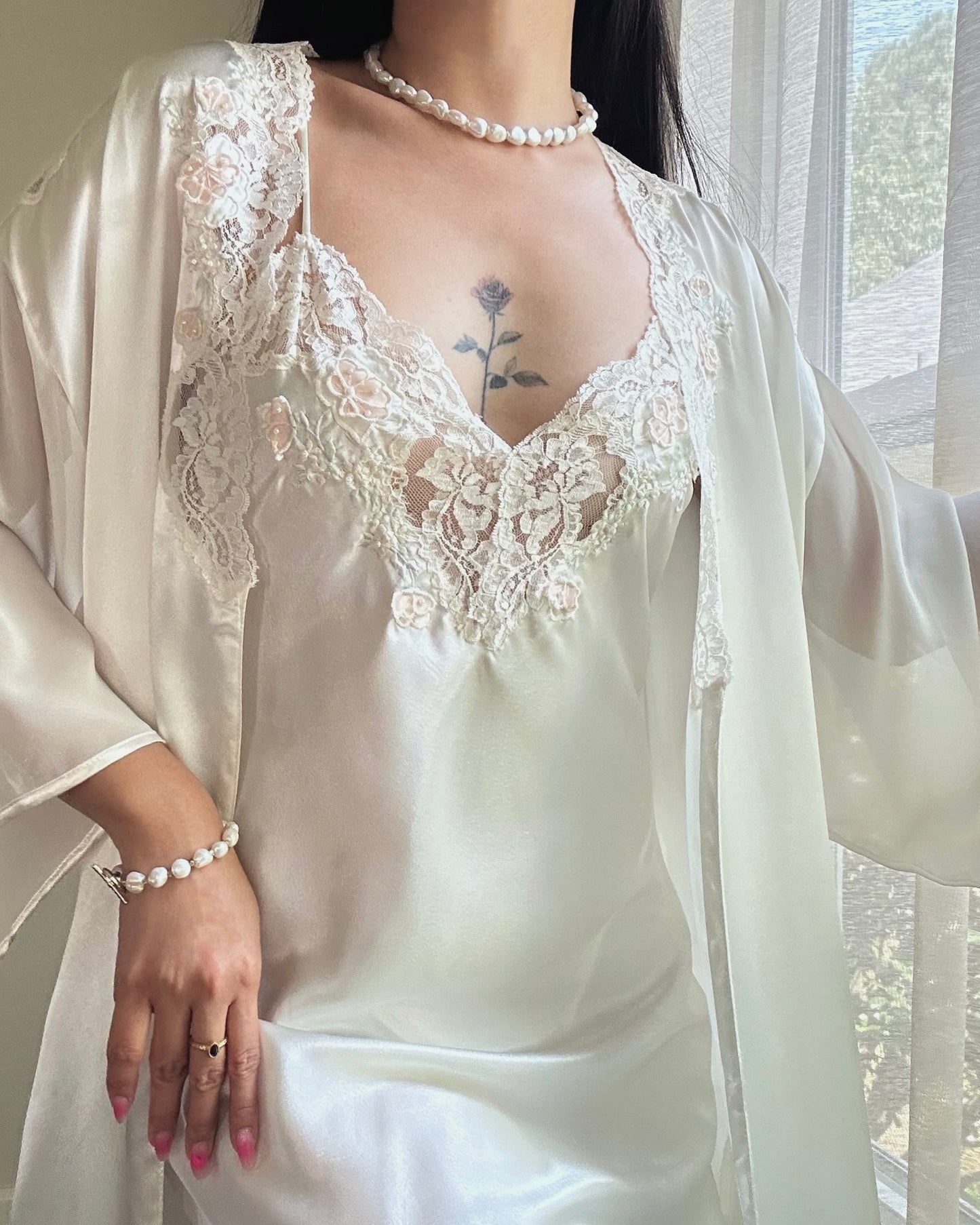 Valmode’s Vintage Set includes Maxi Dress + Matching Long Sleeve Robes