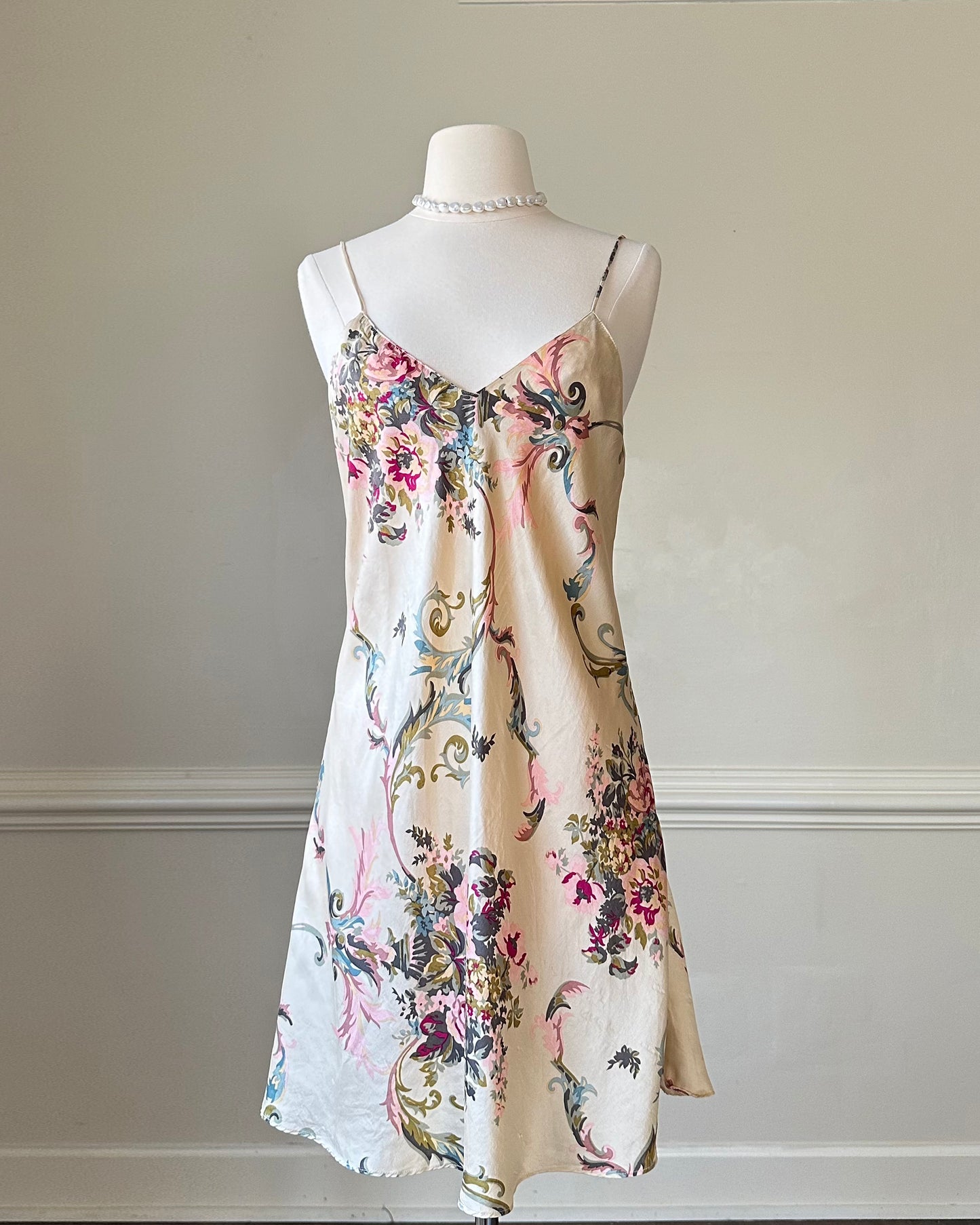 Victoria’s Secret Vintage Floral Slip Dress featuring Vibrant Flower Bouquet Print
