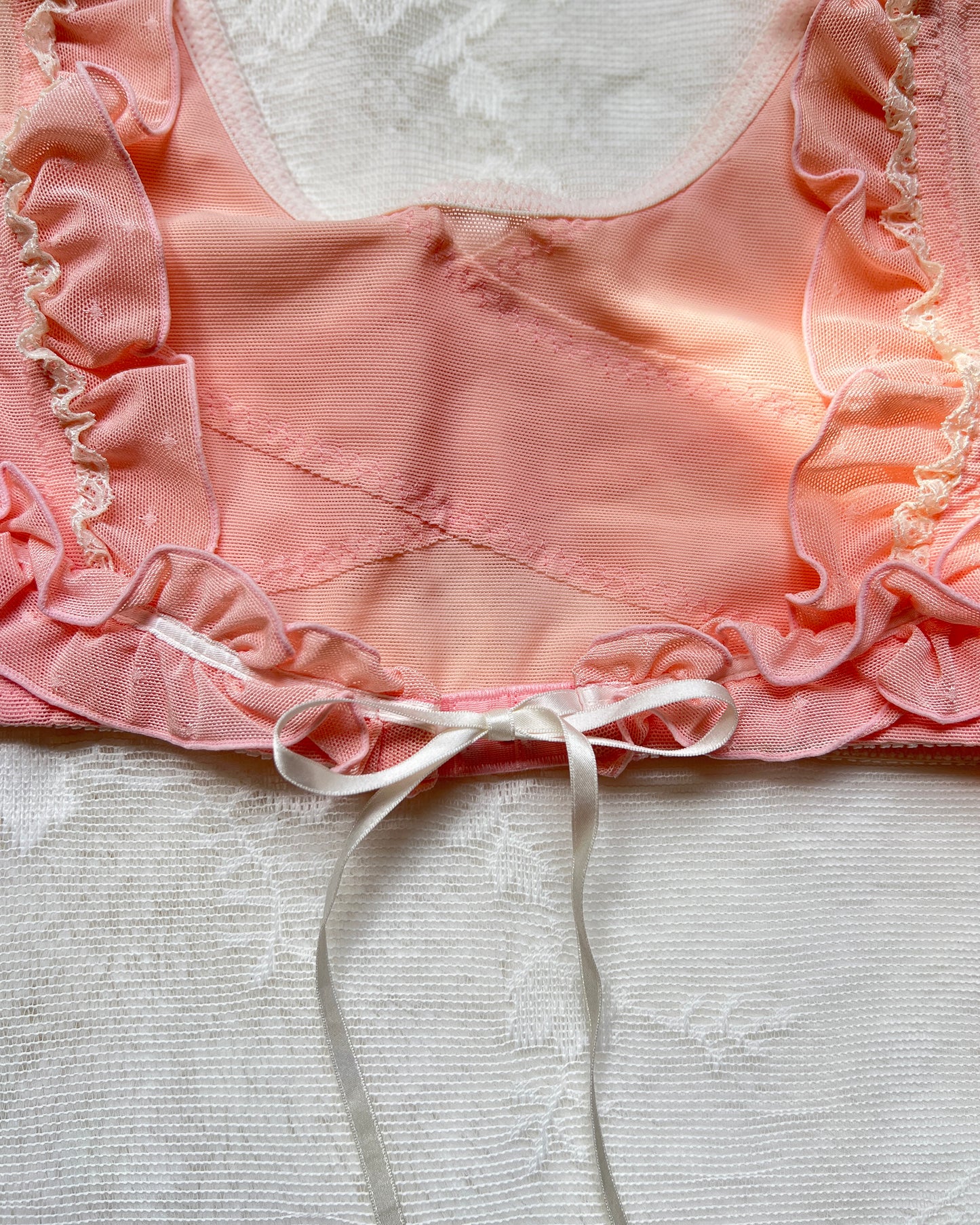 Adorable Japanese Underbust Garment in Dusty Rose featuring Ruffled Details