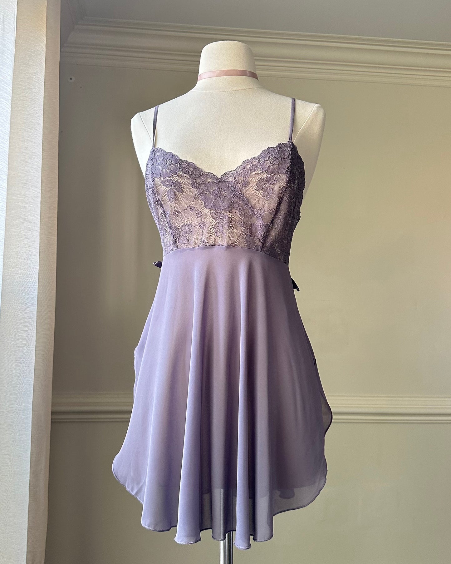 Victoria’s Secret Ballet Slip in Mauve featuring Sheer Floral Embroidery Bustier