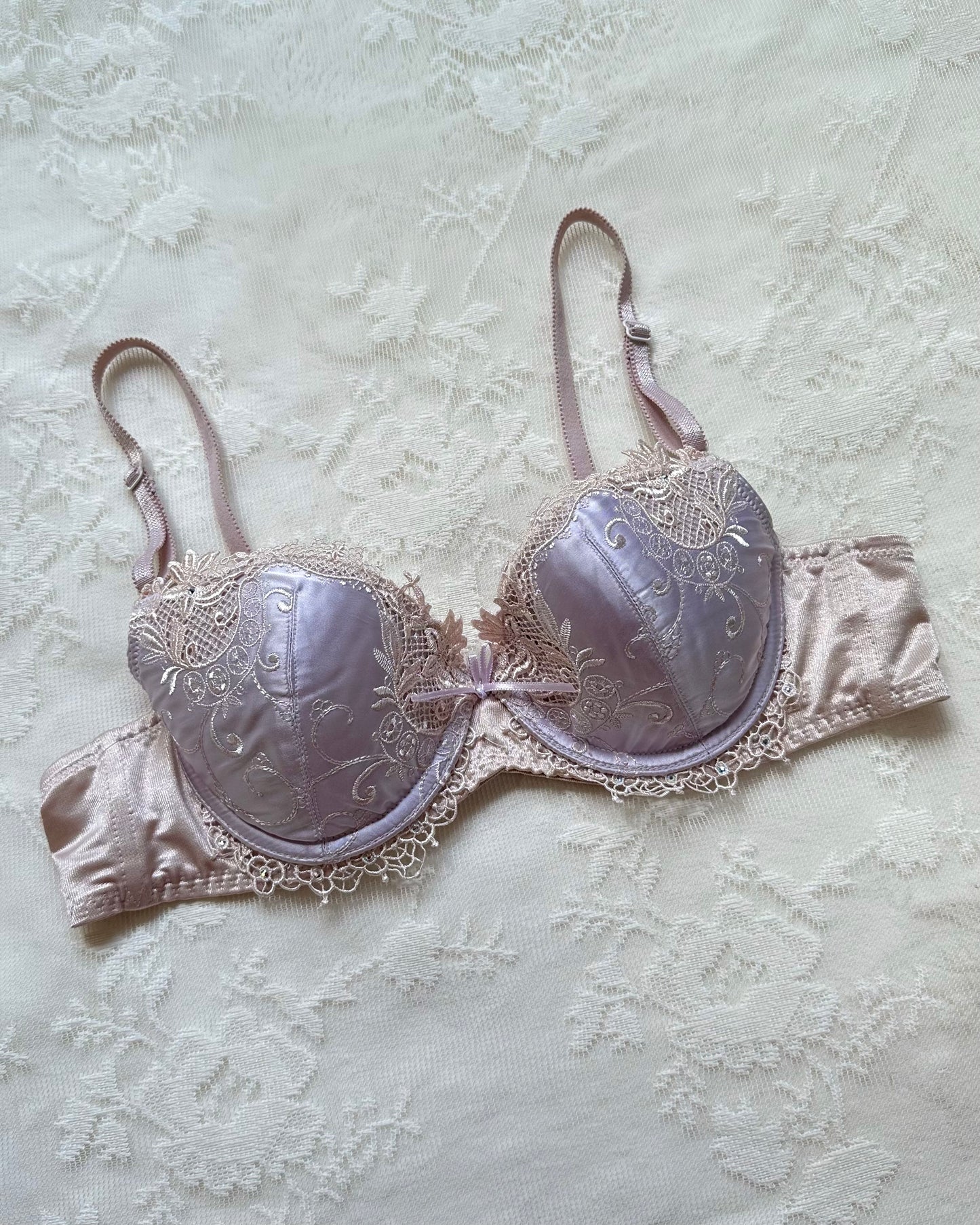 Intricate Cool Plum Satin Bra