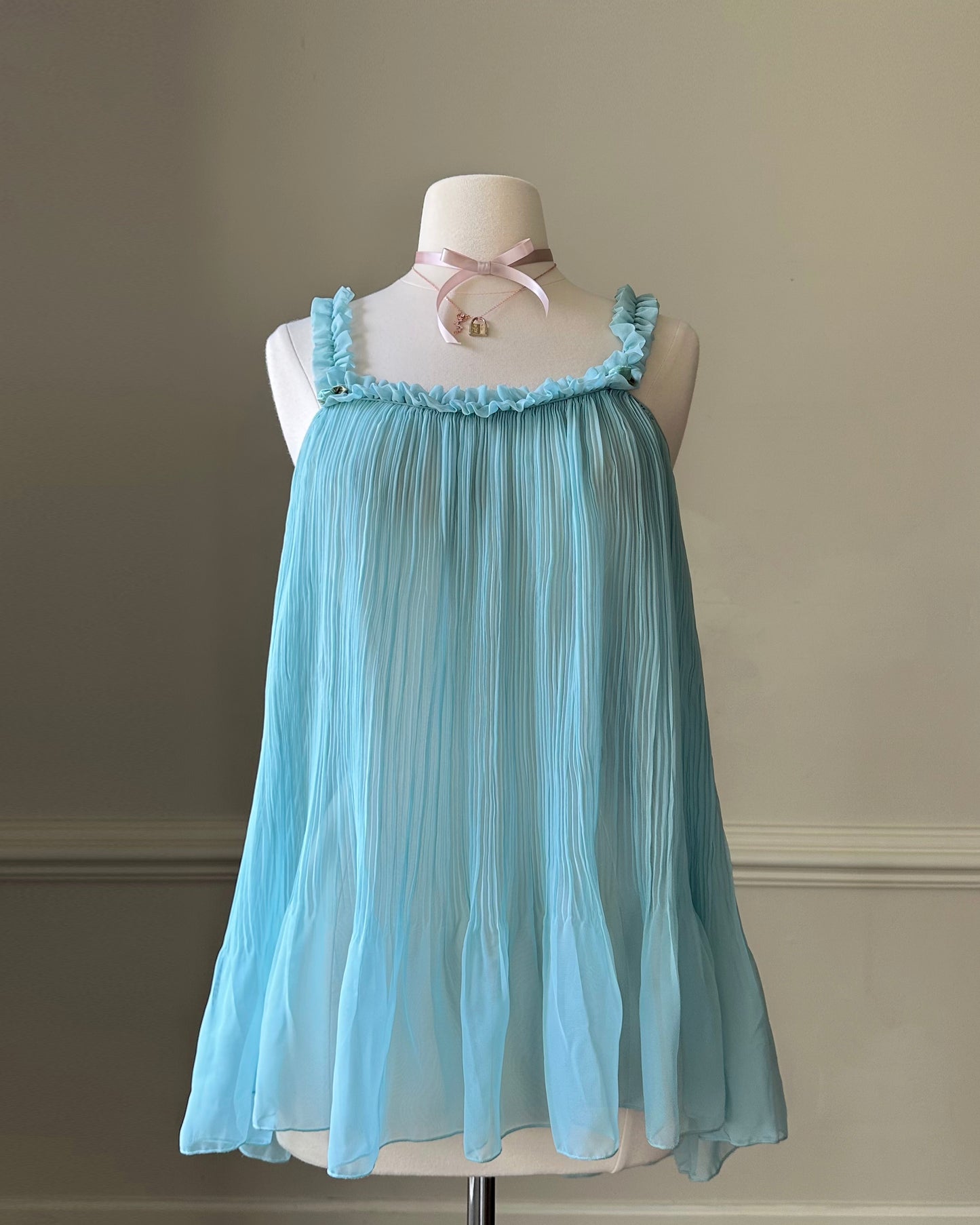 Victoria’s Secret 2006 babydoll sheer minty turquoise blue slip dress
