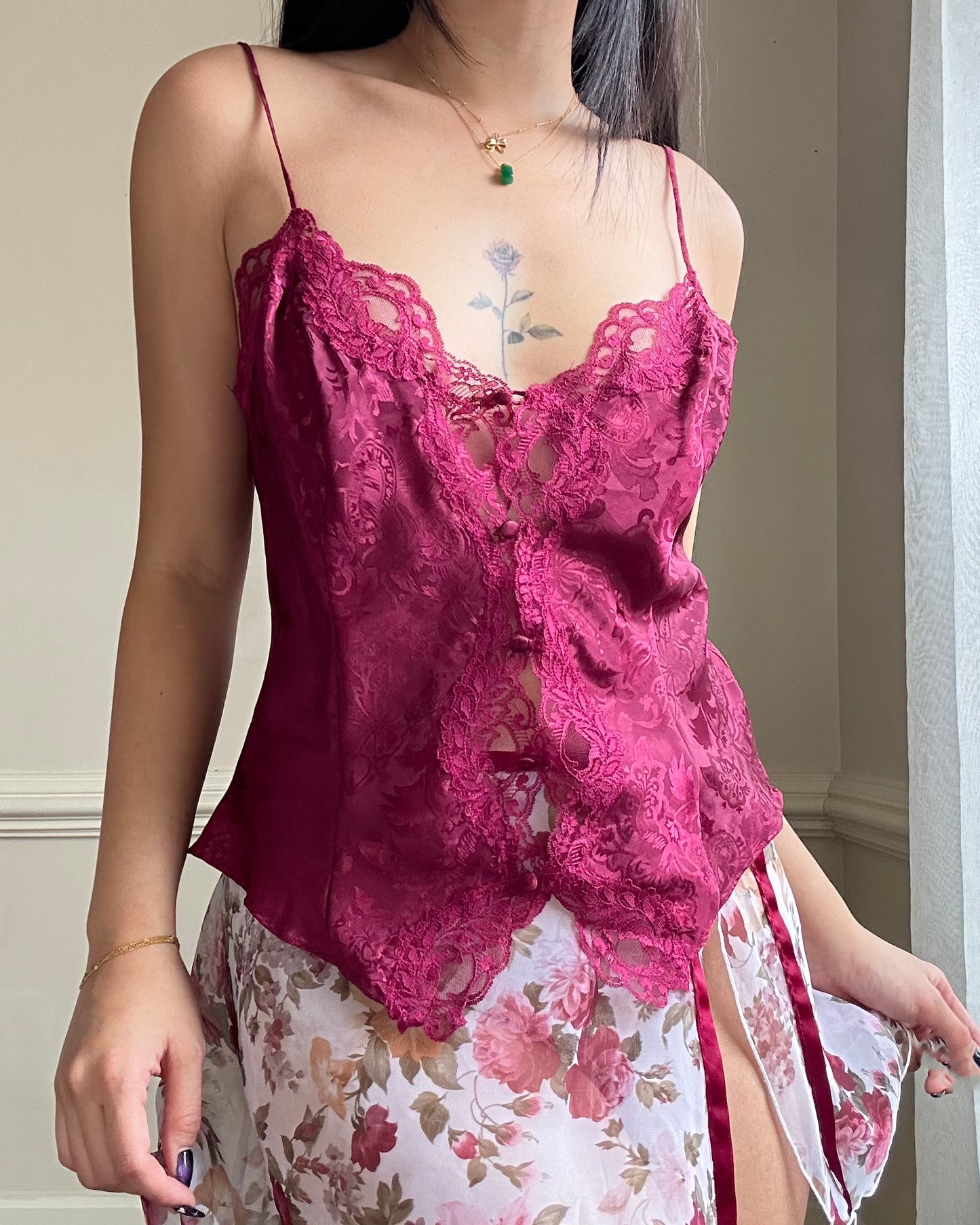 Victoria’s Secret Brocade Embossed Camisole in Maroon Purple