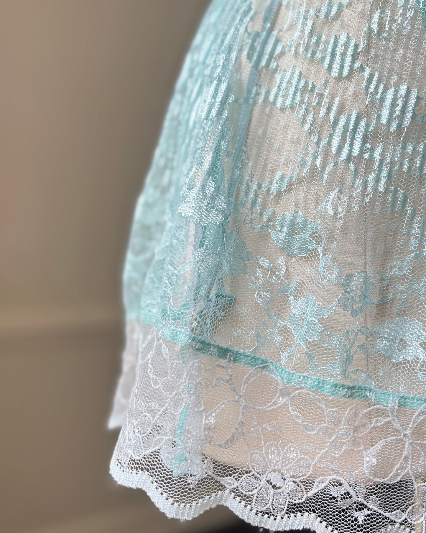 Victoria’s Secret frosty fairy split skirt featuring layered floral lace