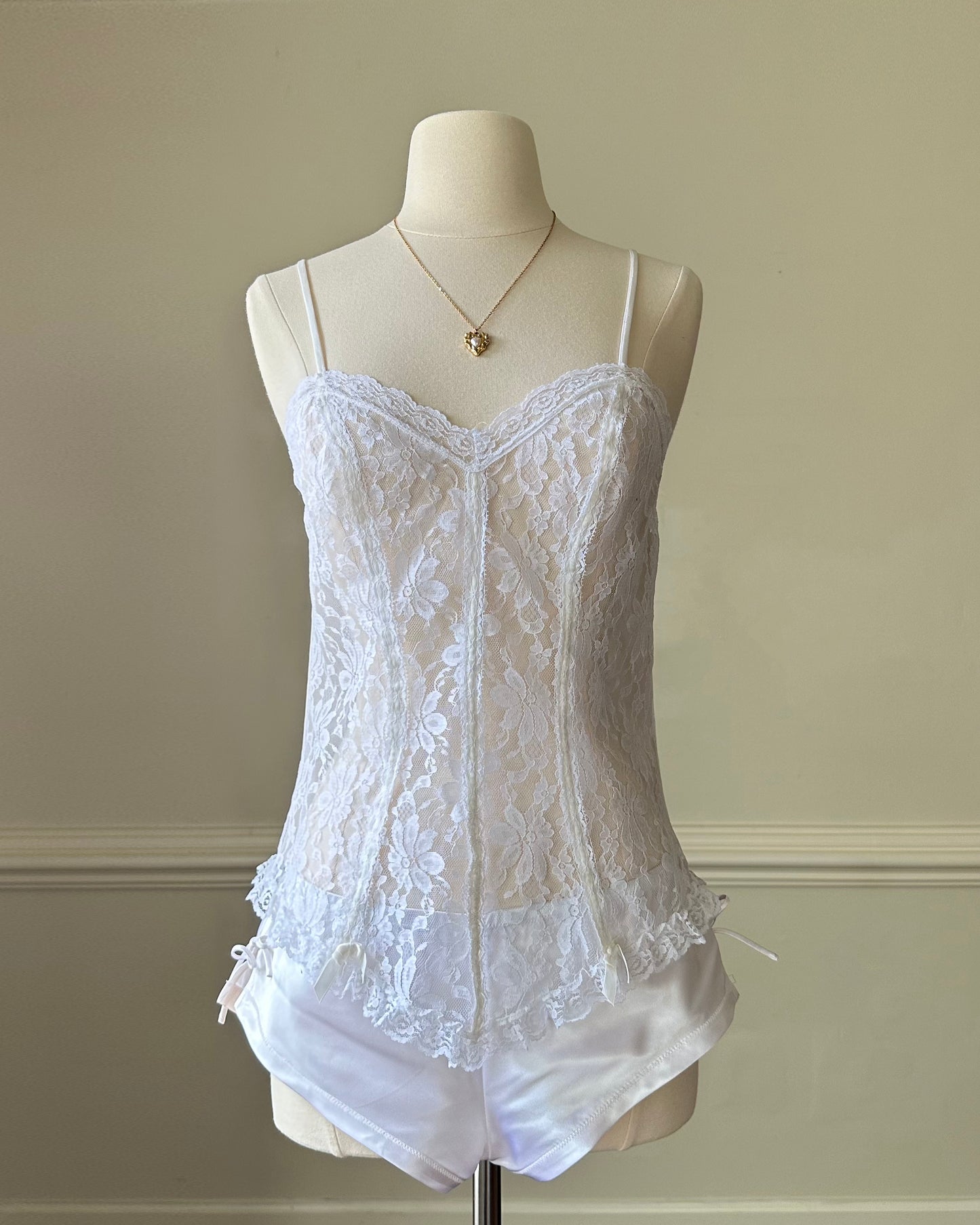 Elegant Sheer Camisole featuring Fully Laced Embroidery