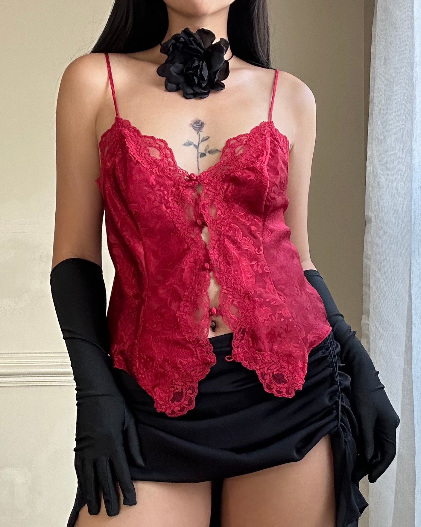 RARE Victoria’s Secret Deep Red Cropped Camisole featuring Embossed Paisley Prints