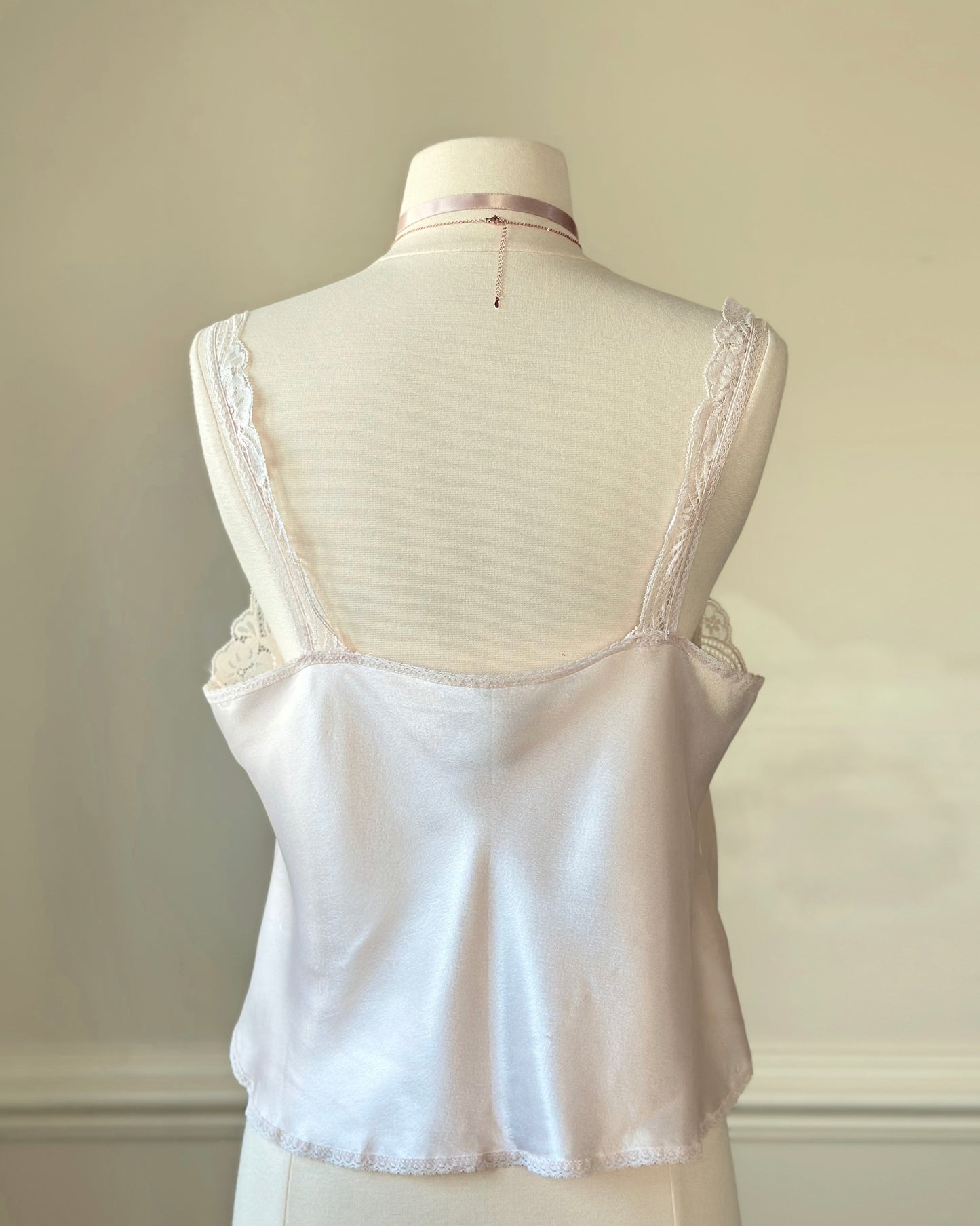 Soft pearl pink cropped satin camisole