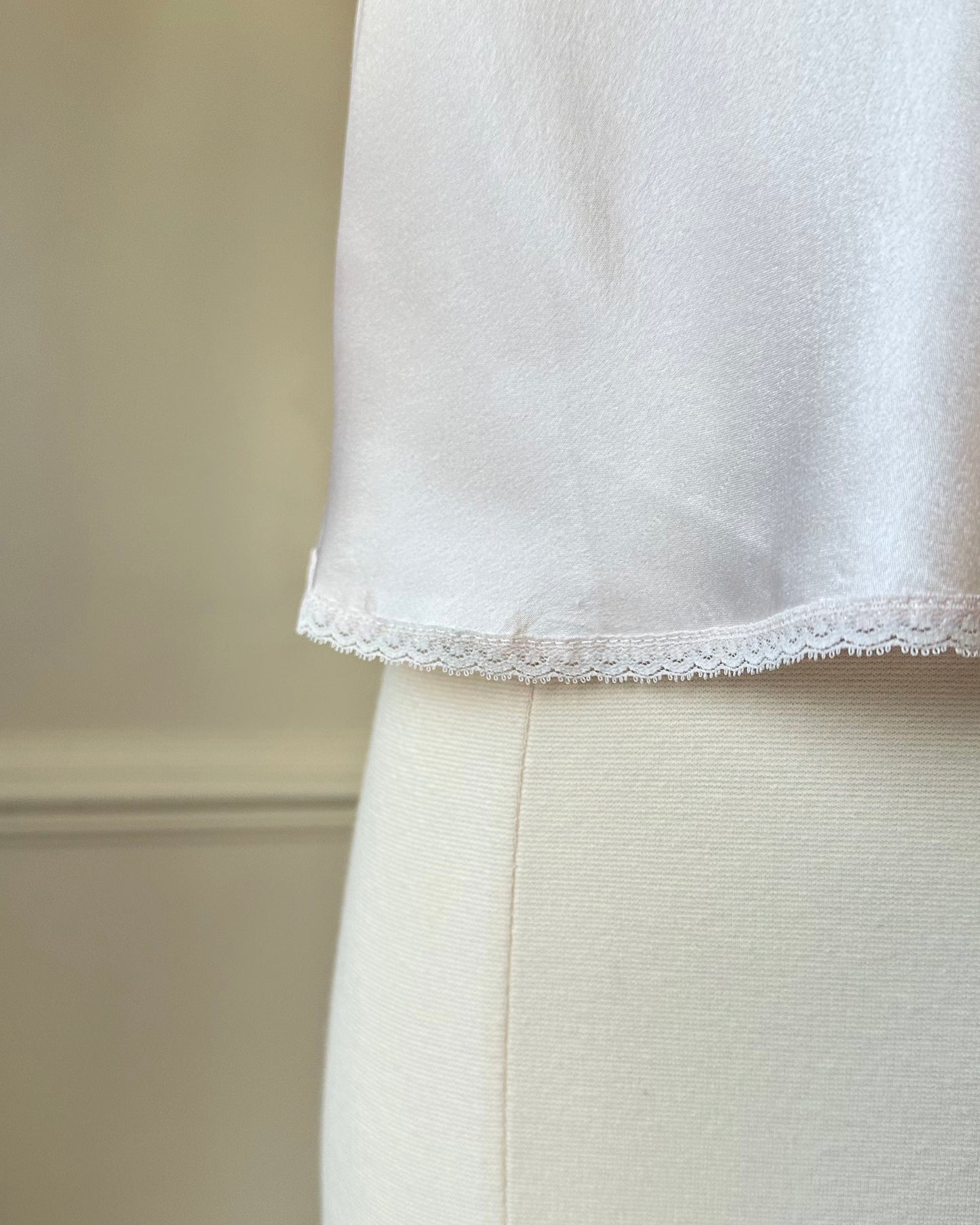 Soft pearl pink cropped satin camisole