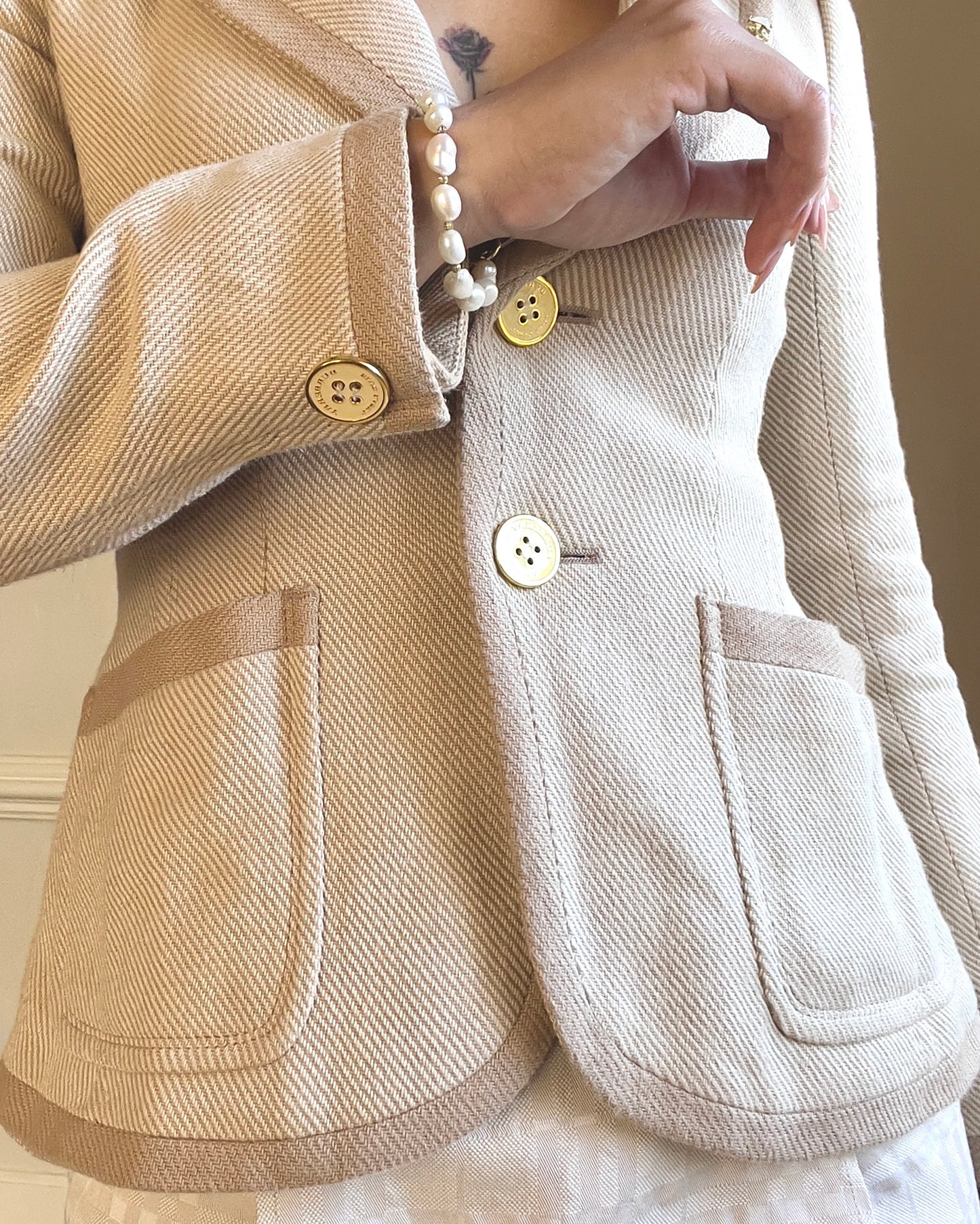 Timeless Burberry Tailored Corduroy Blazer in Light Tan