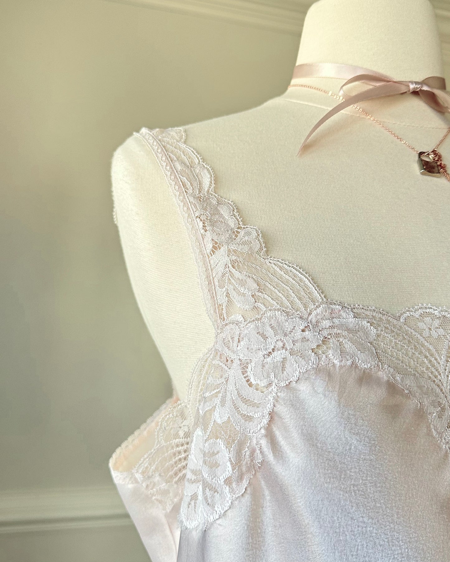 Soft pearl pink cropped satin camisole