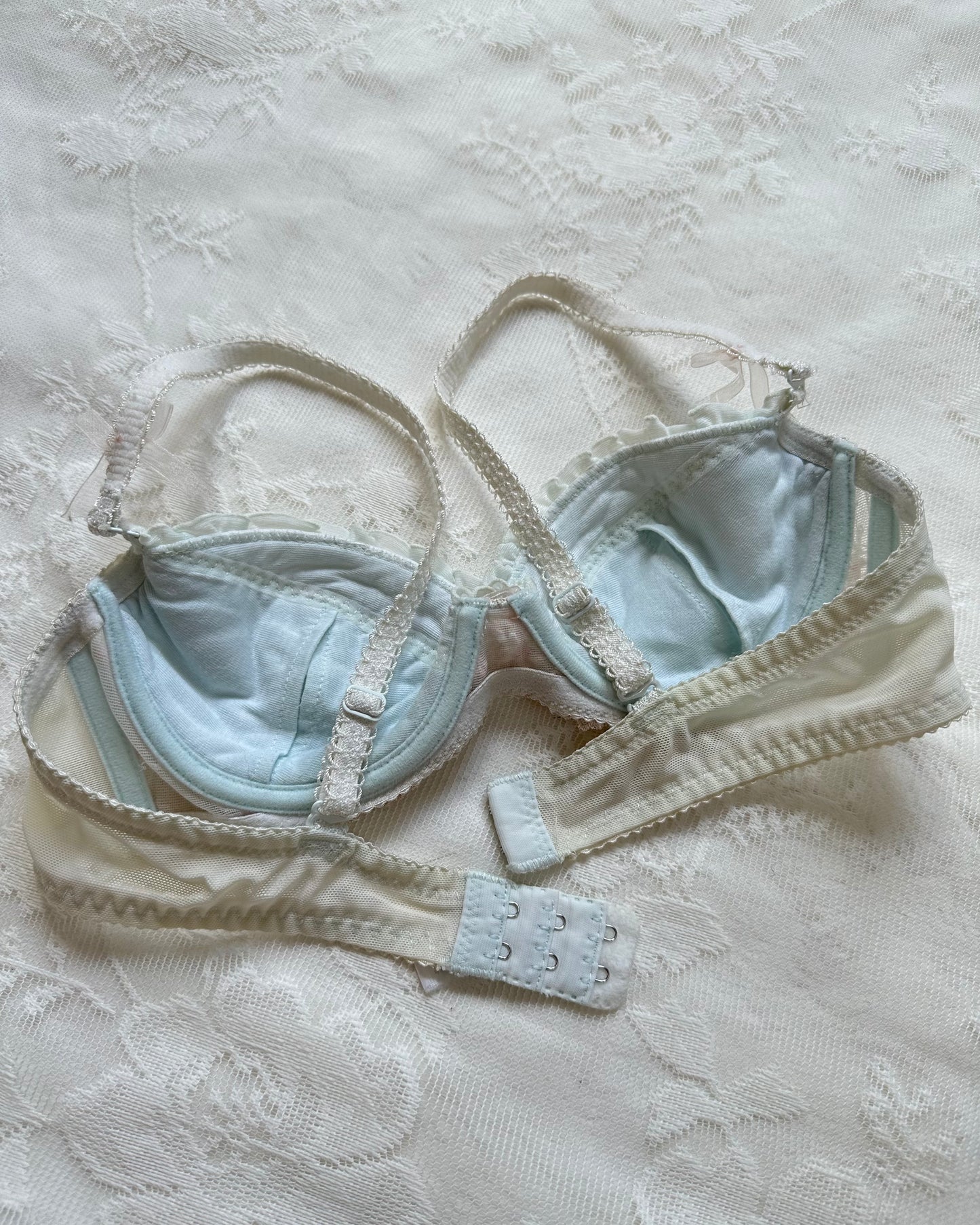 Vintage Baby Blue Brocade Bustier Bra