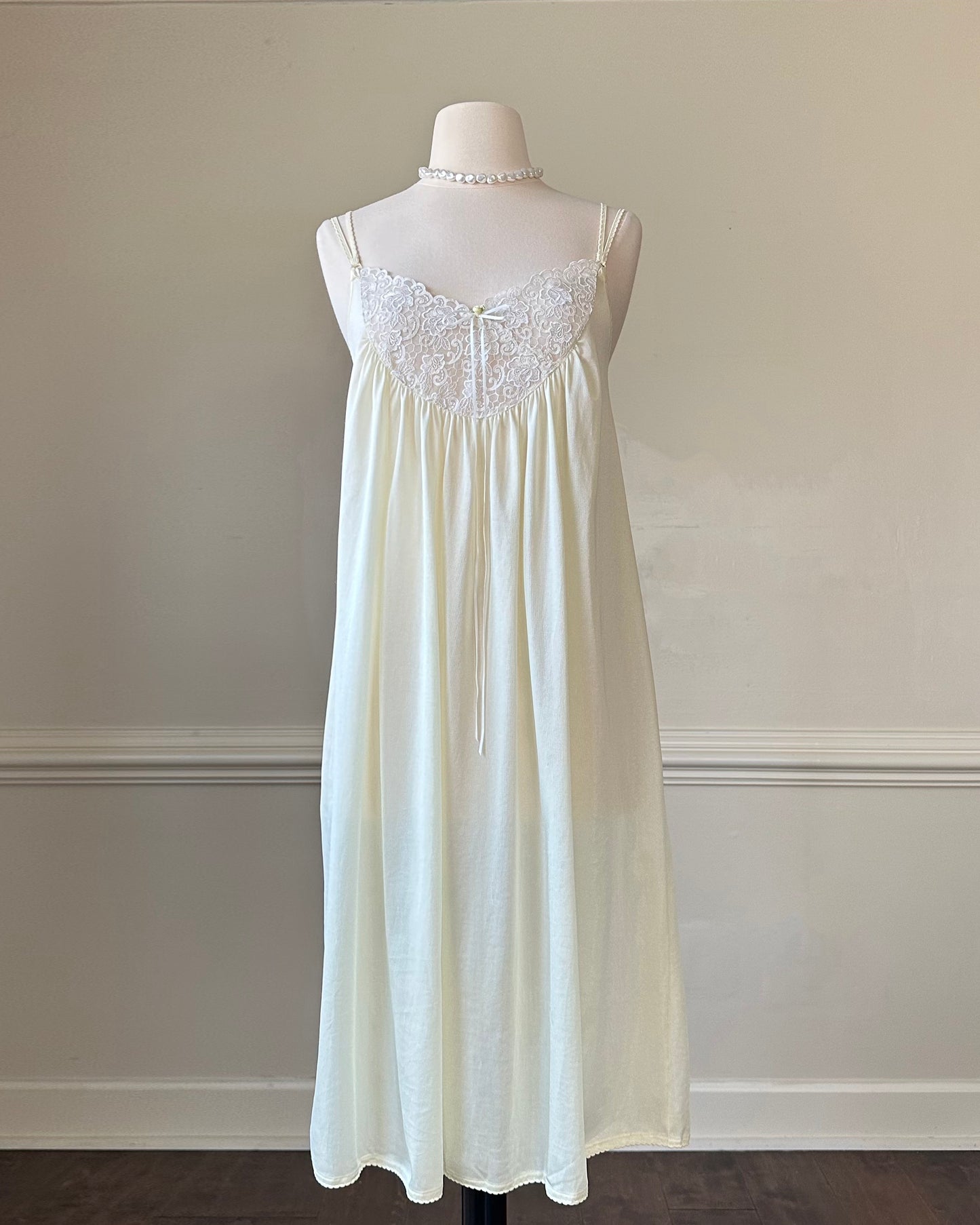 Victorian Inspired Pastel Yellow Midi Dress featuring Intricate Floral Embroidery