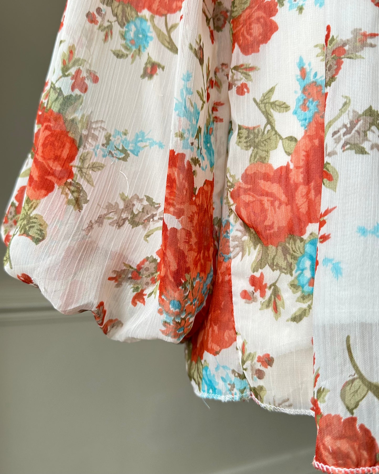 Vibrant Dress Blouse featuring Rosette and Floral Prints
