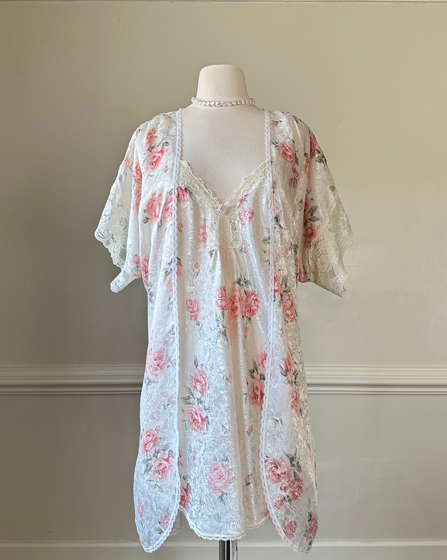 Stunning Vintage Rosette Set include Rose Embossed Slip Dress