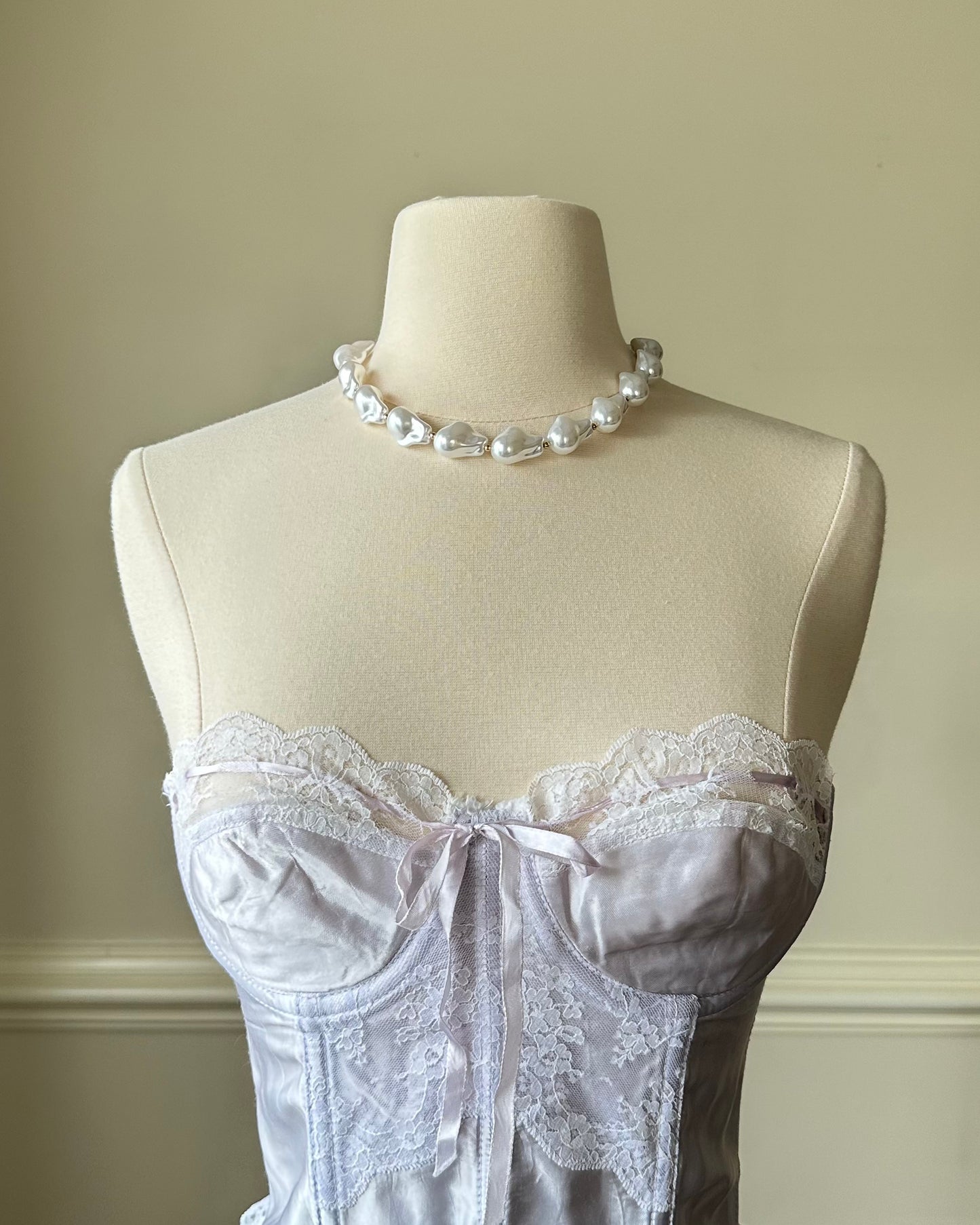Satin Frederick's of Hollywood Strapless Corset in Light Iris Purple