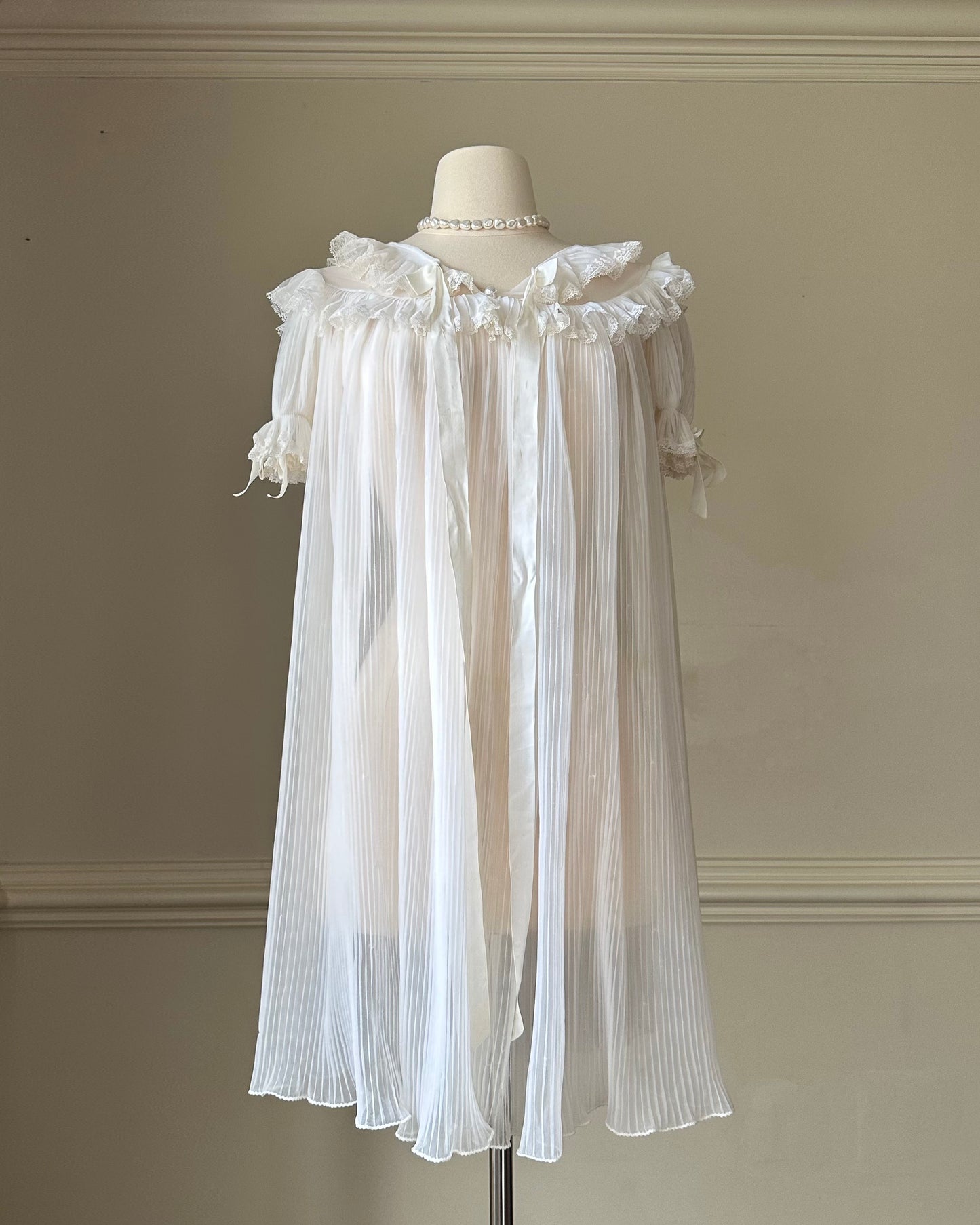 Victorian Inspired Sheer White Robes featuring Double Layered Ruffles Collar