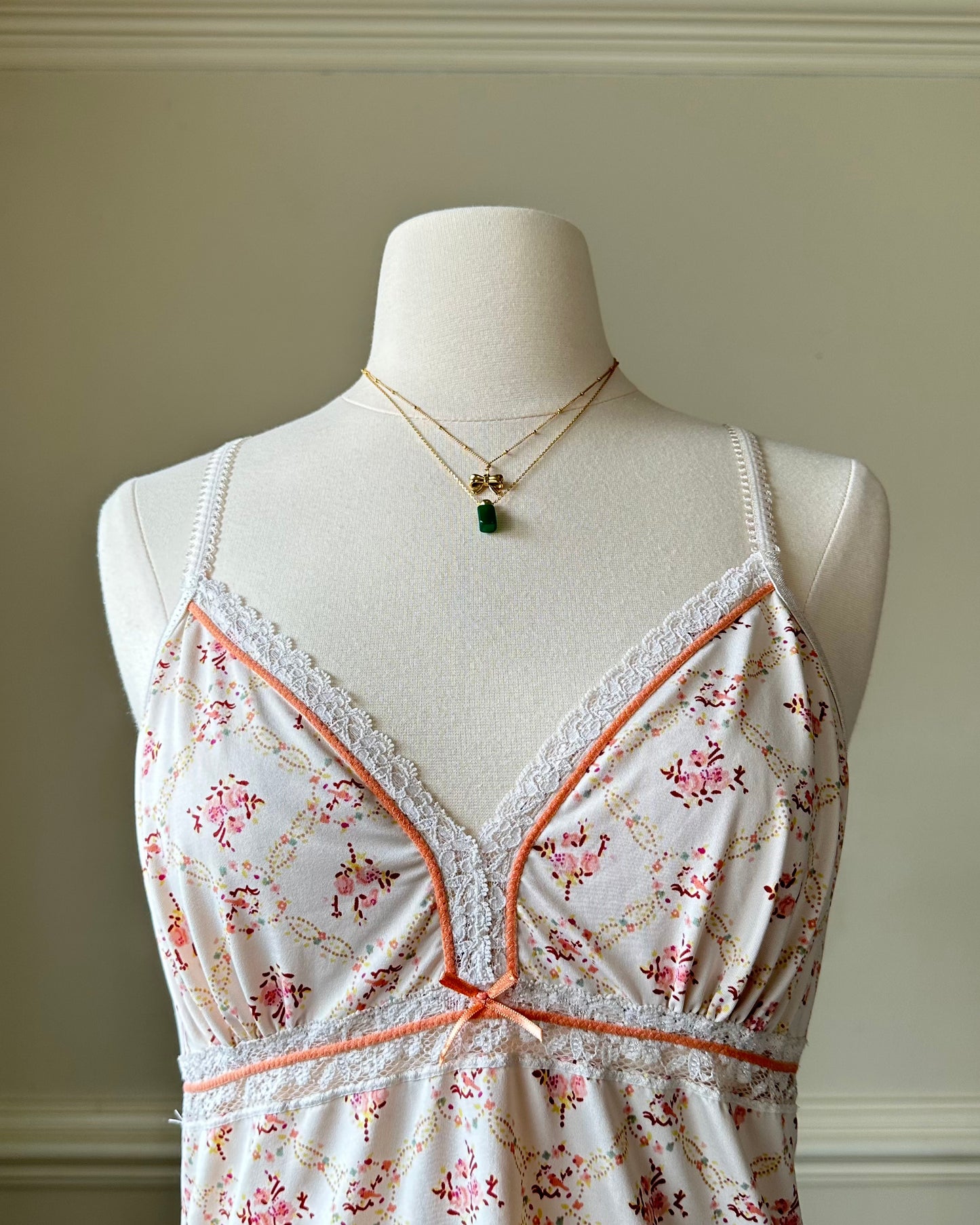 Vintage Rosette Print Camisole featuring Laced Embroidery