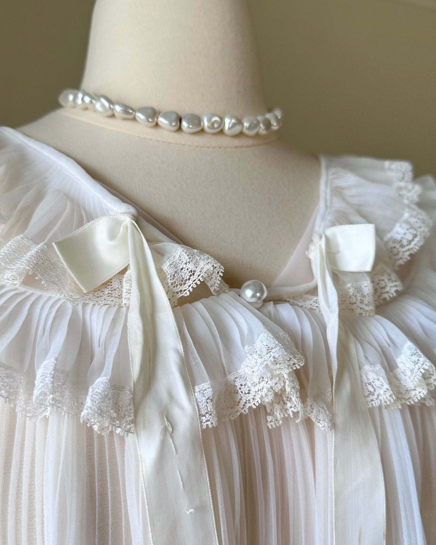 Victorian Inspired Sheer White Robes featuring Double Layered Ruffles Collar