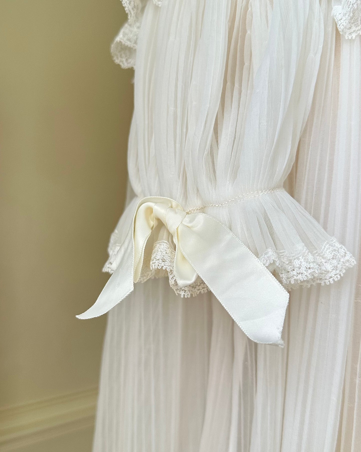 Victorian Inspired Sheer White Robes featuring Double Layered Ruffles Collar