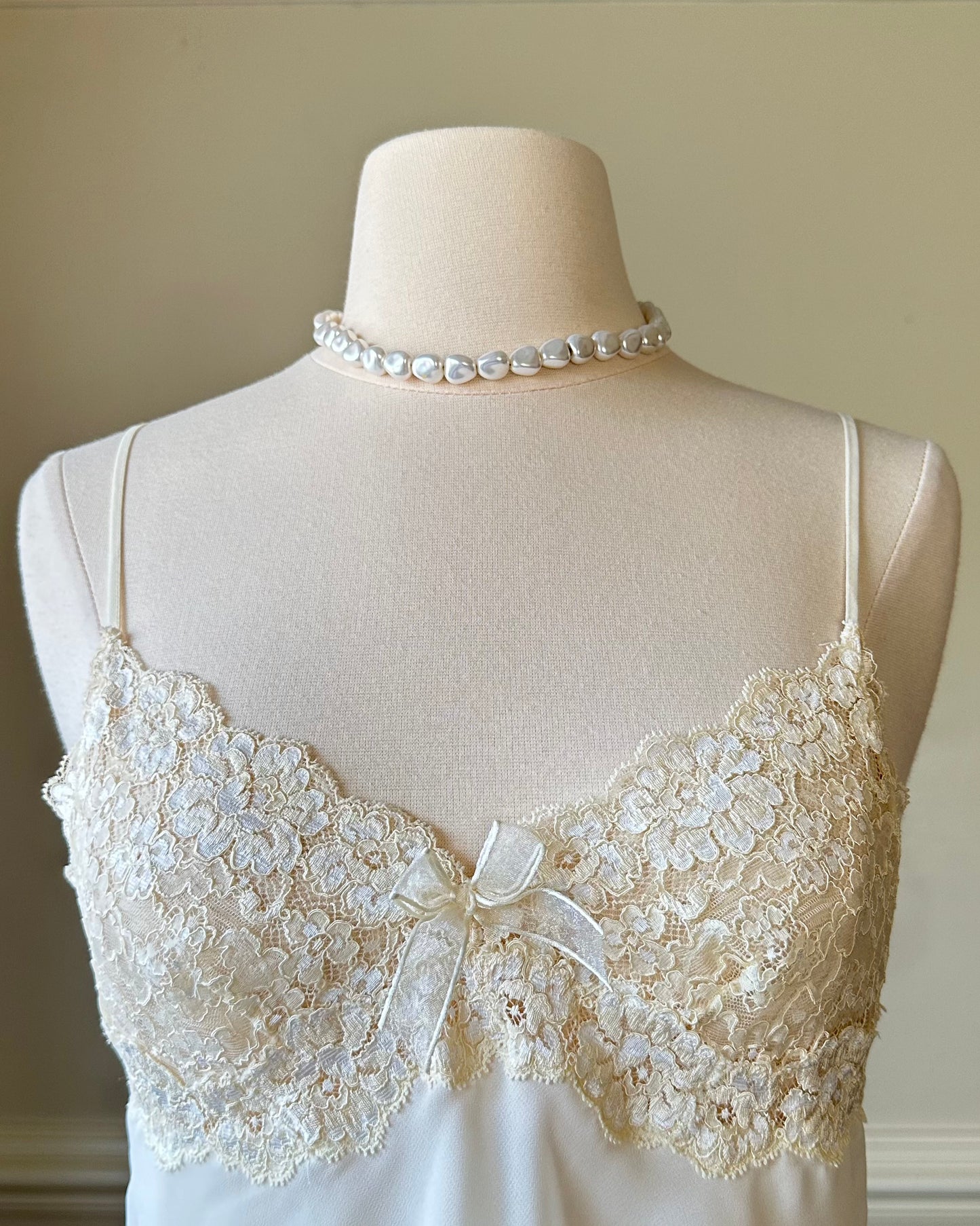 Fairy Sheer Vintage White Camisole featuring Delicate Floral Lace Bustier