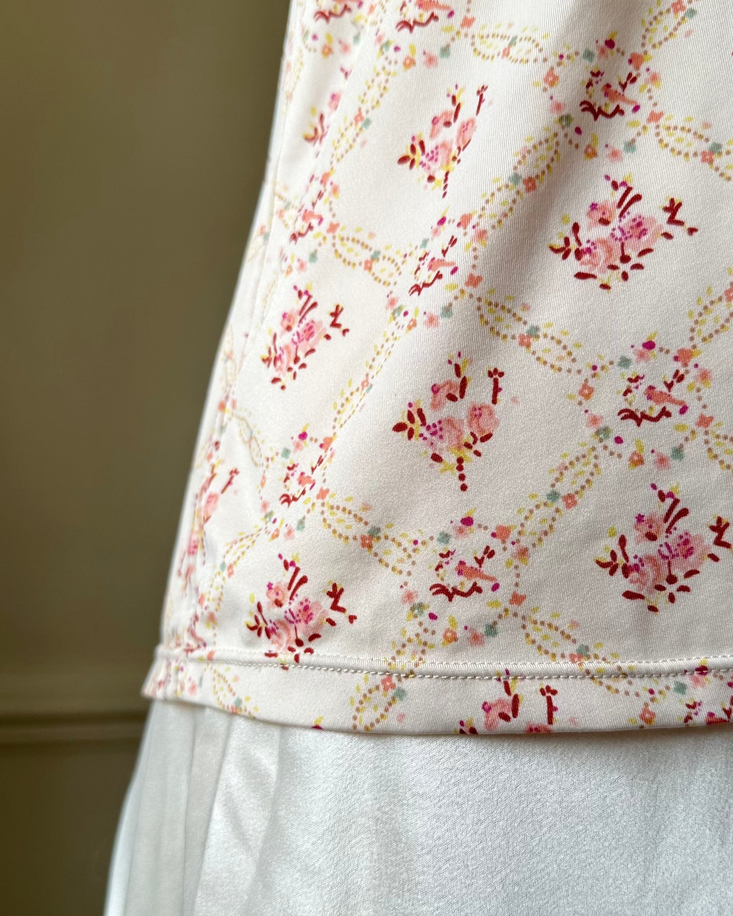 Vintage Rosette Print Camisole featuring Laced Embroidery