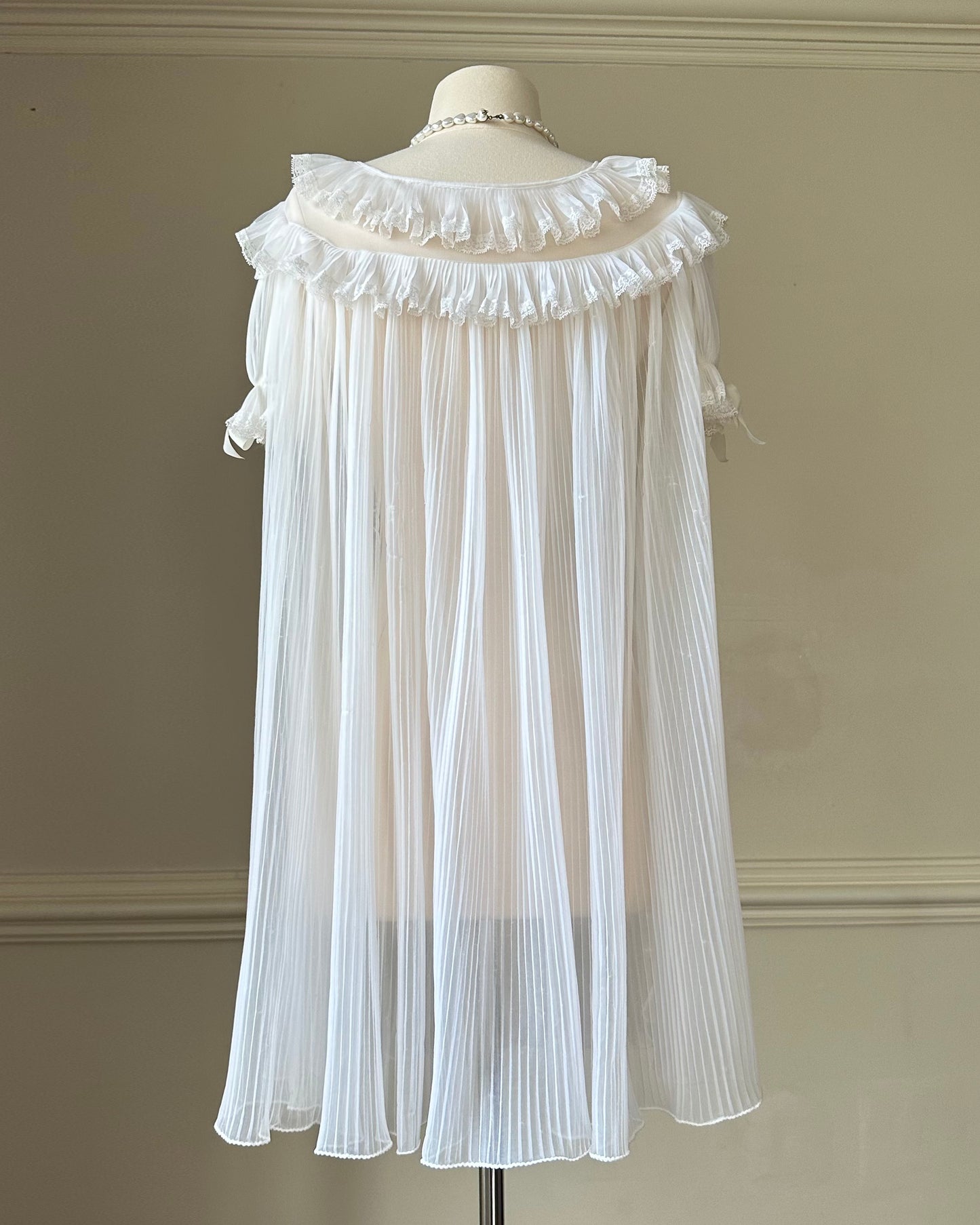Victorian Inspired Sheer White Robes featuring Double Layered Ruffles Collar