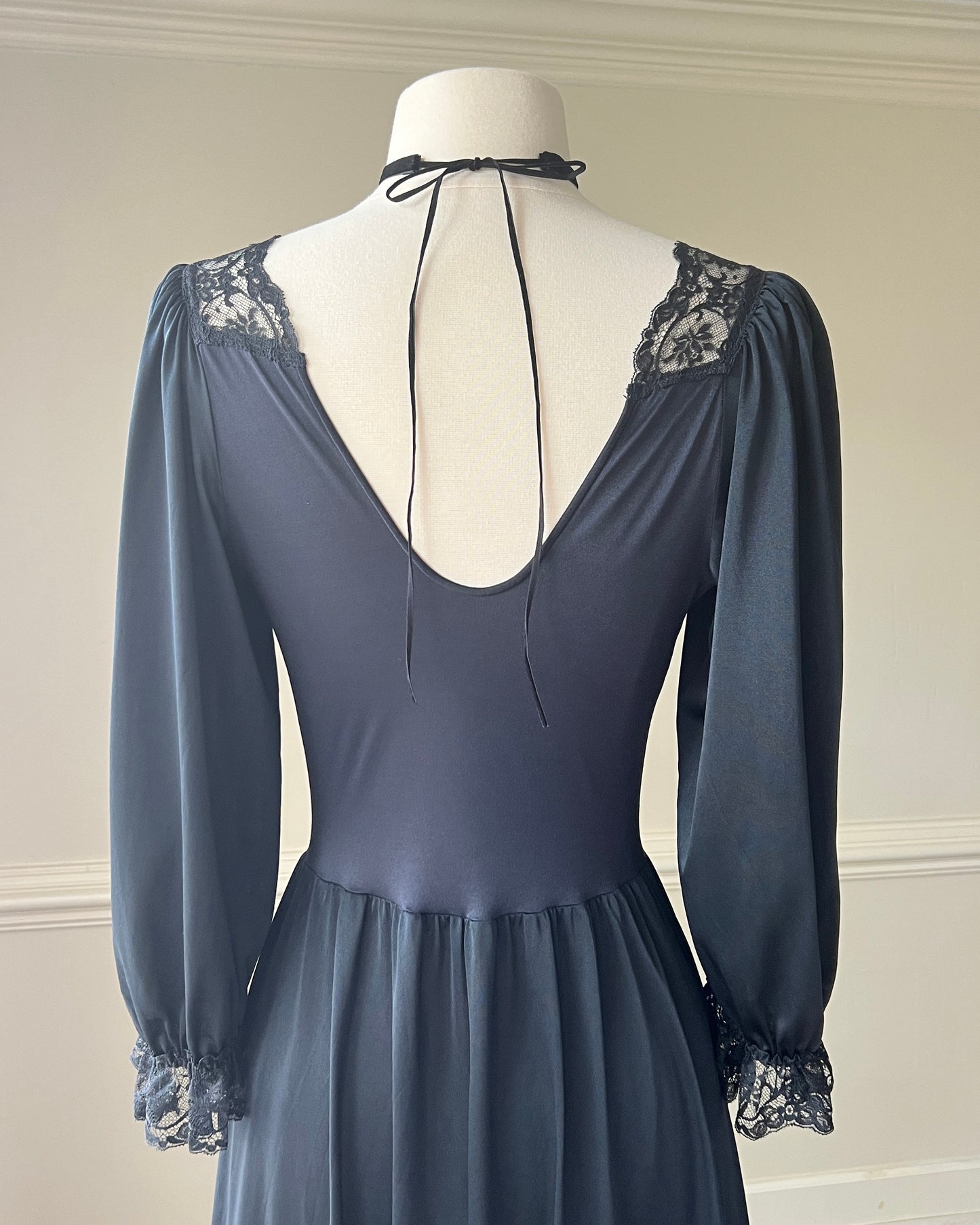 Dark Victorian Maxi Dress featuring Intricate Lace Bodice Details