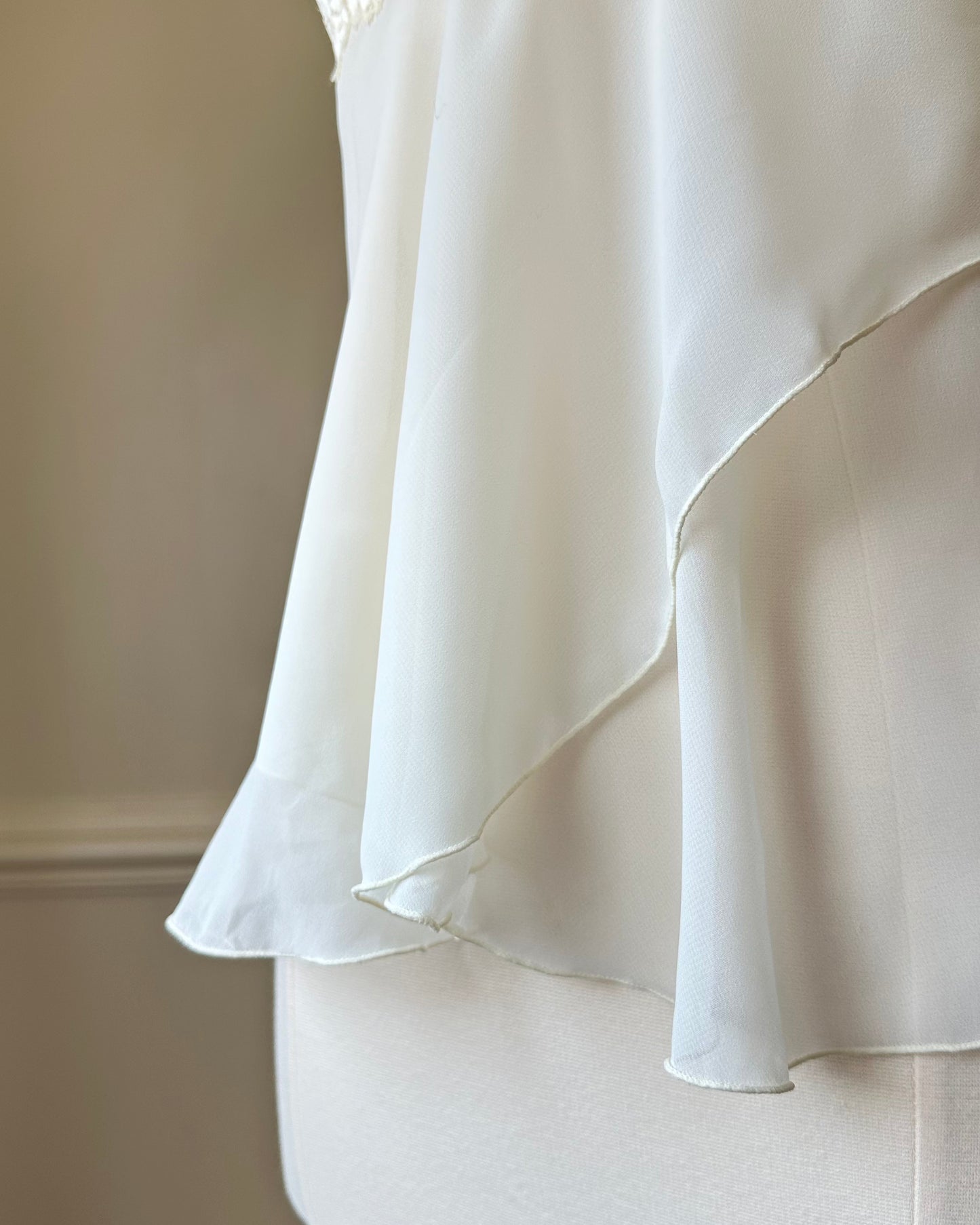 Fairy Sheer Vintage White Camisole featuring Delicate Floral Lace Bustier