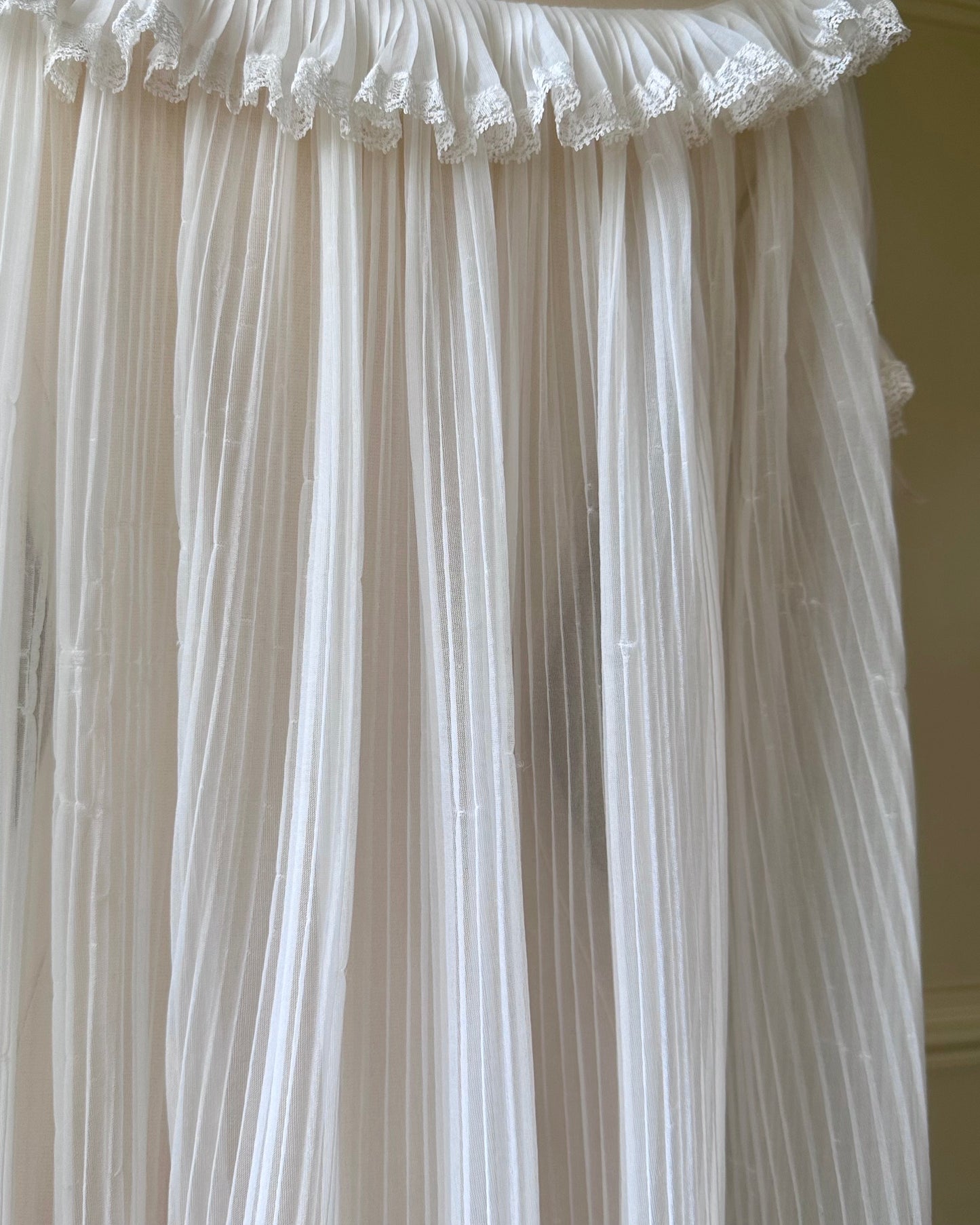 Victorian Inspired Sheer White Robes featuring Double Layered Ruffles Collar