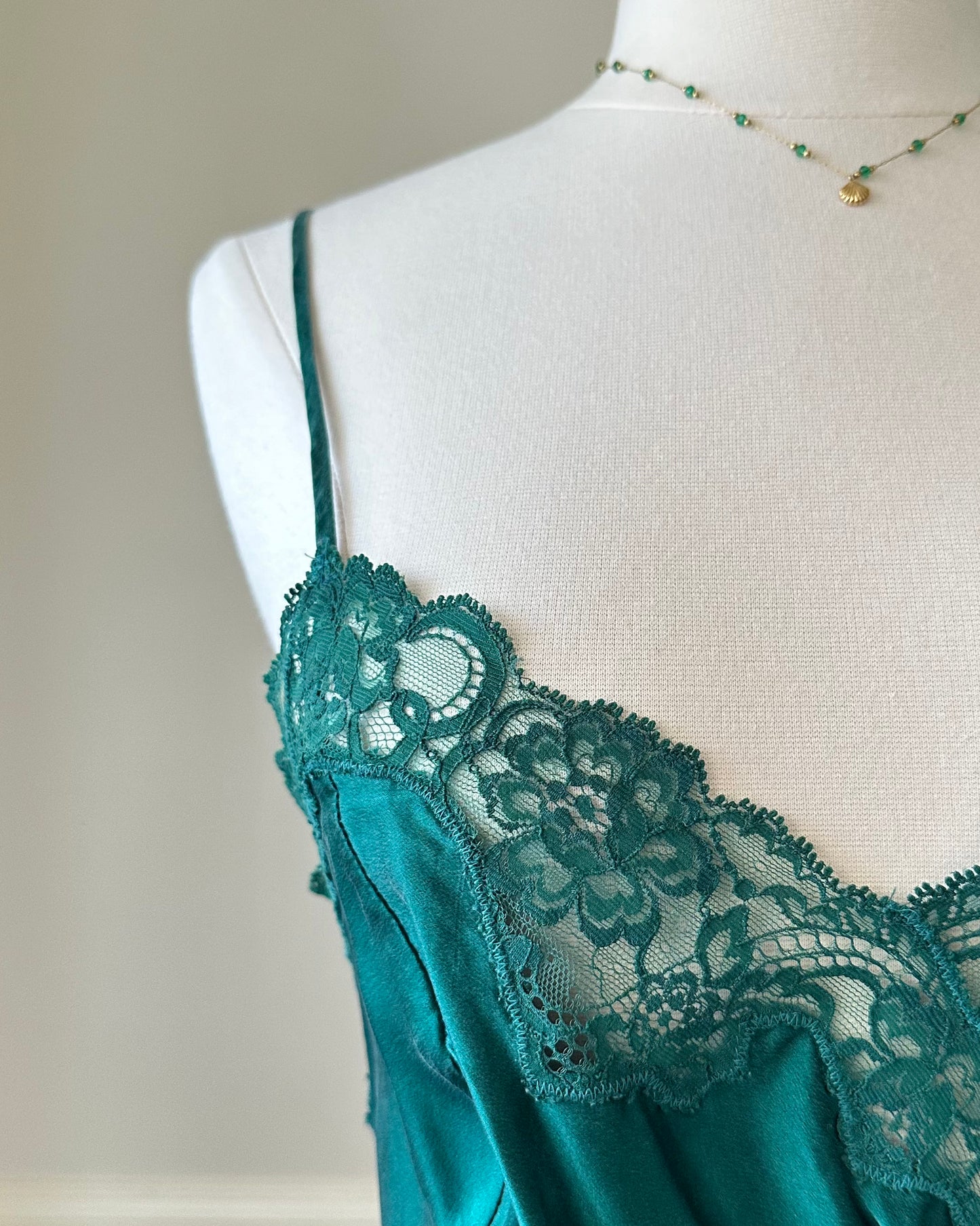 Victoria's Secret emerald maxi dress featuring floral embroidery bust