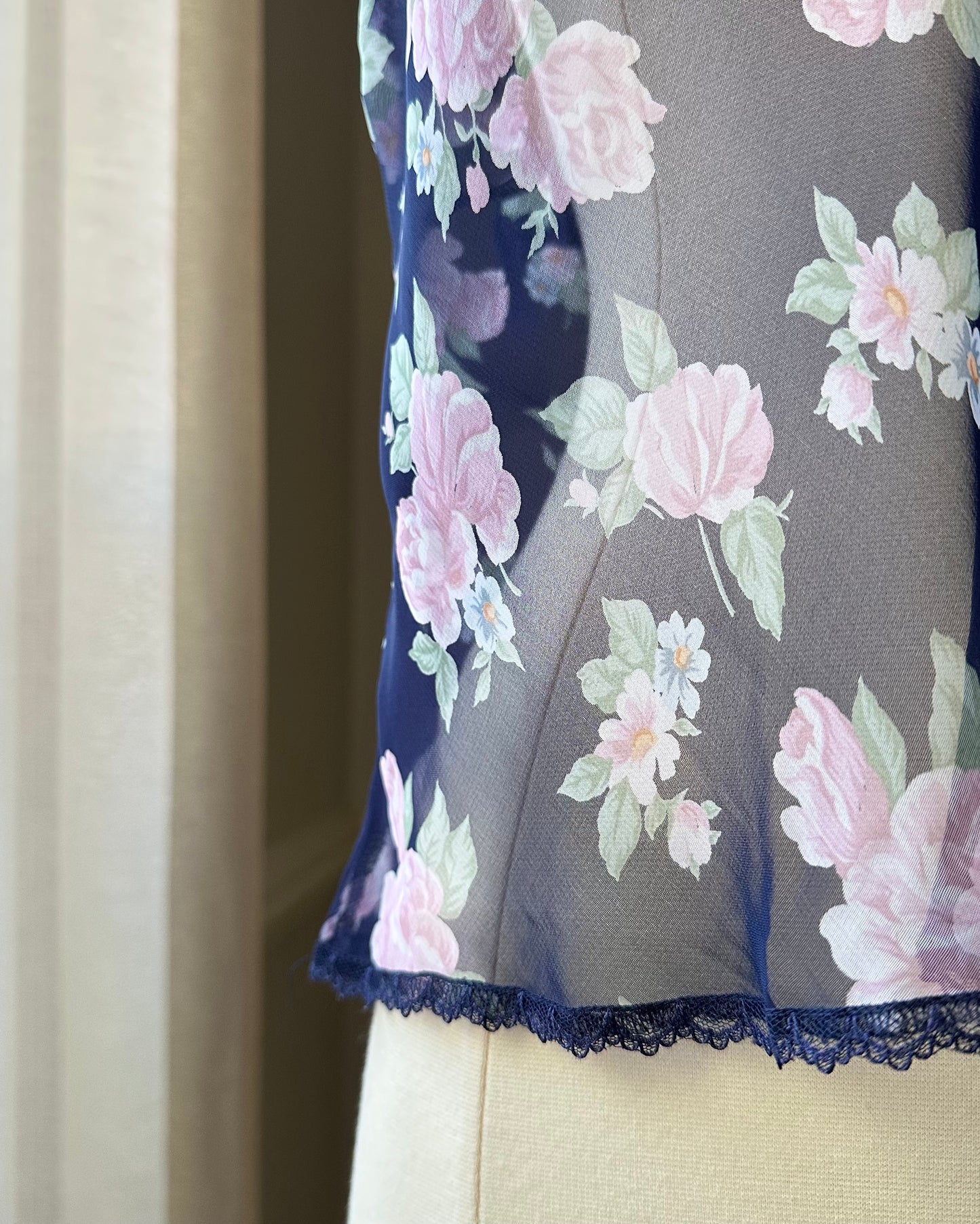 Sultry Sheer Meshed Camisole featuring Floral Prints