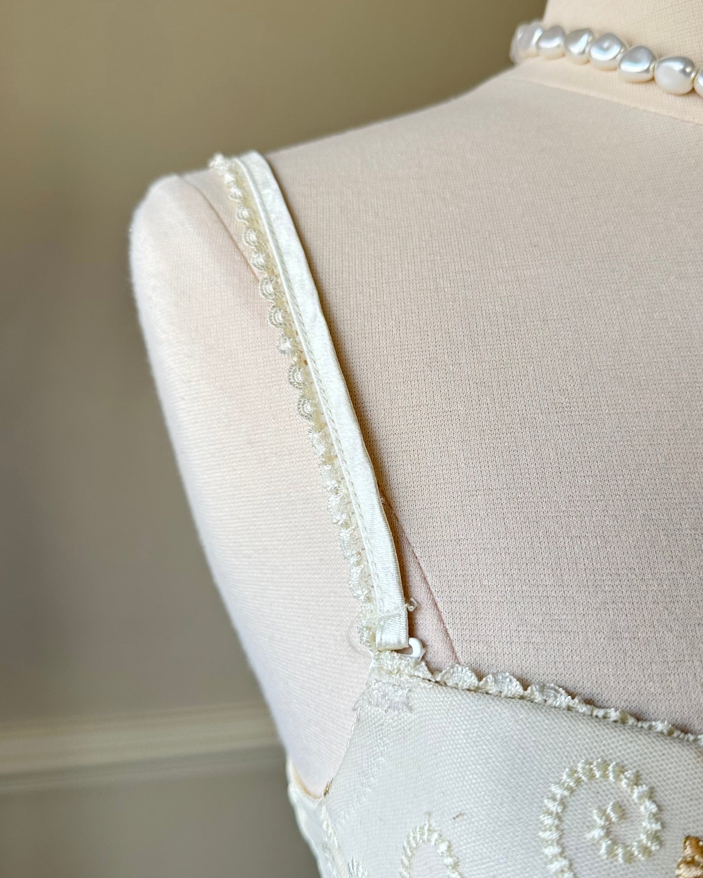 Vintage 90's Bustier Slip Dress featuring Golf Flowers Embroidery