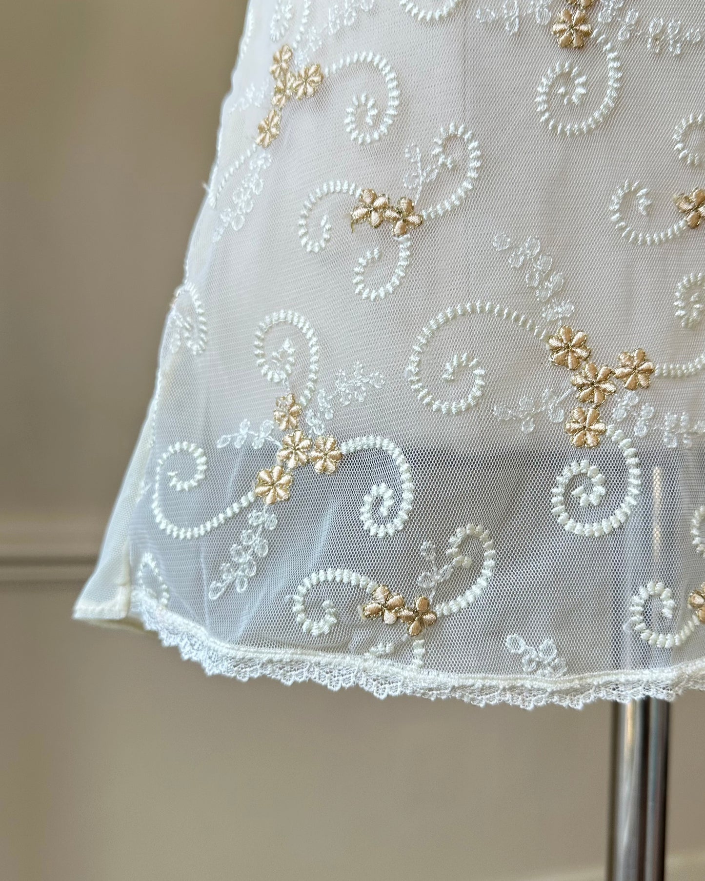 Vintage 90's Bustier Slip Dress featuring Golf Flowers Embroidery