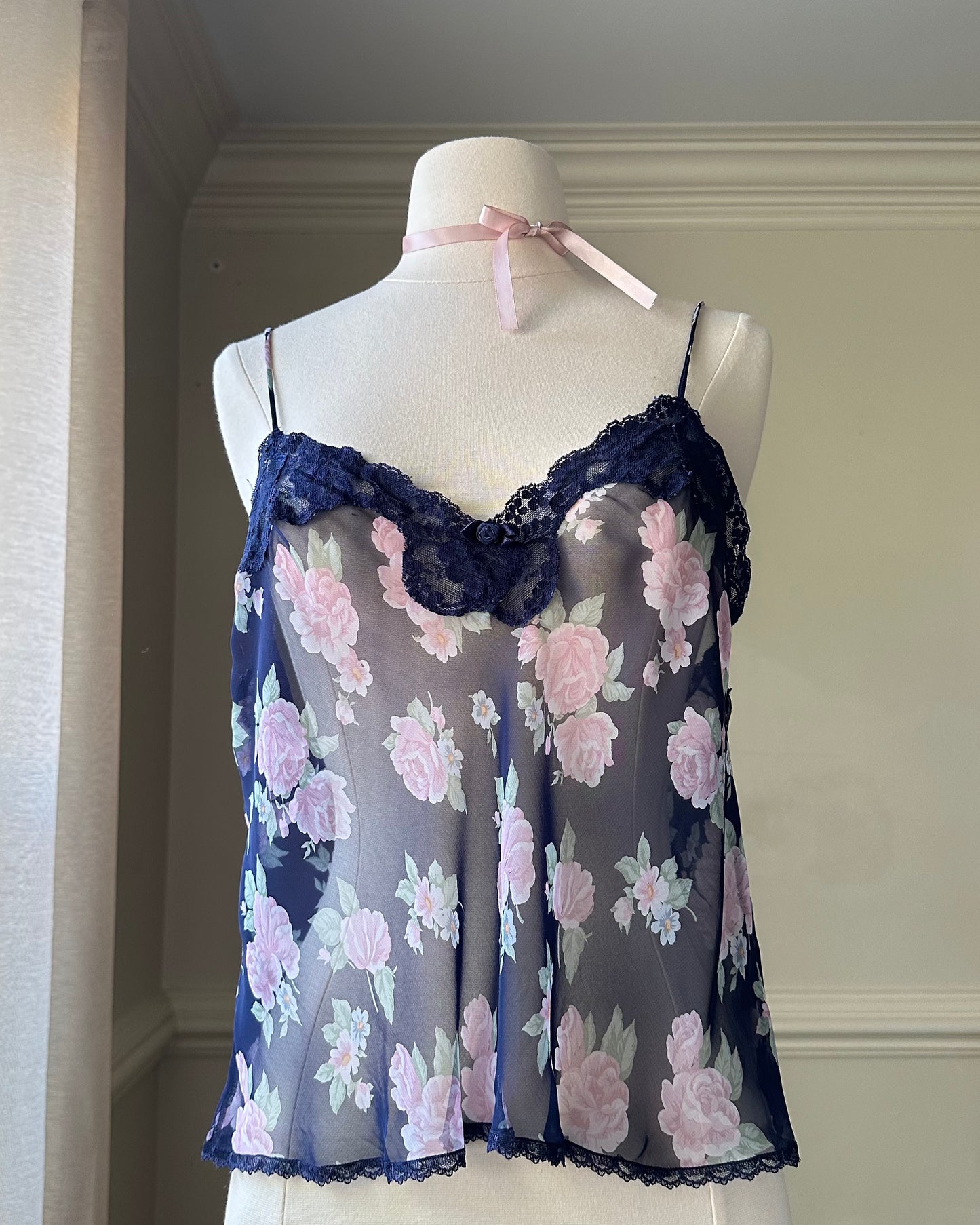 Sultry Sheer Meshed Camisole featuring Floral Prints