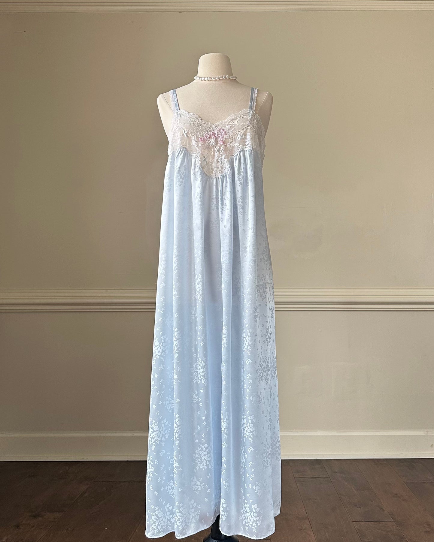 Beautiful Soft Blue Matching Set includes Sheer Frosted Blue Maxi Slip Dress