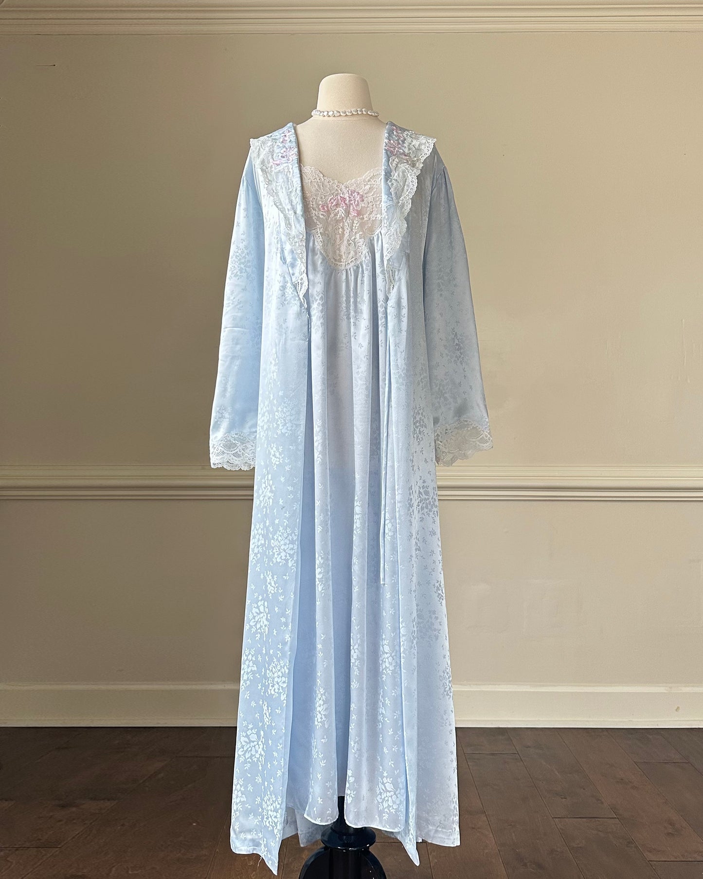 Beautiful Soft Blue Matching Set includes Sheer Frosted Blue Maxi Slip Dress