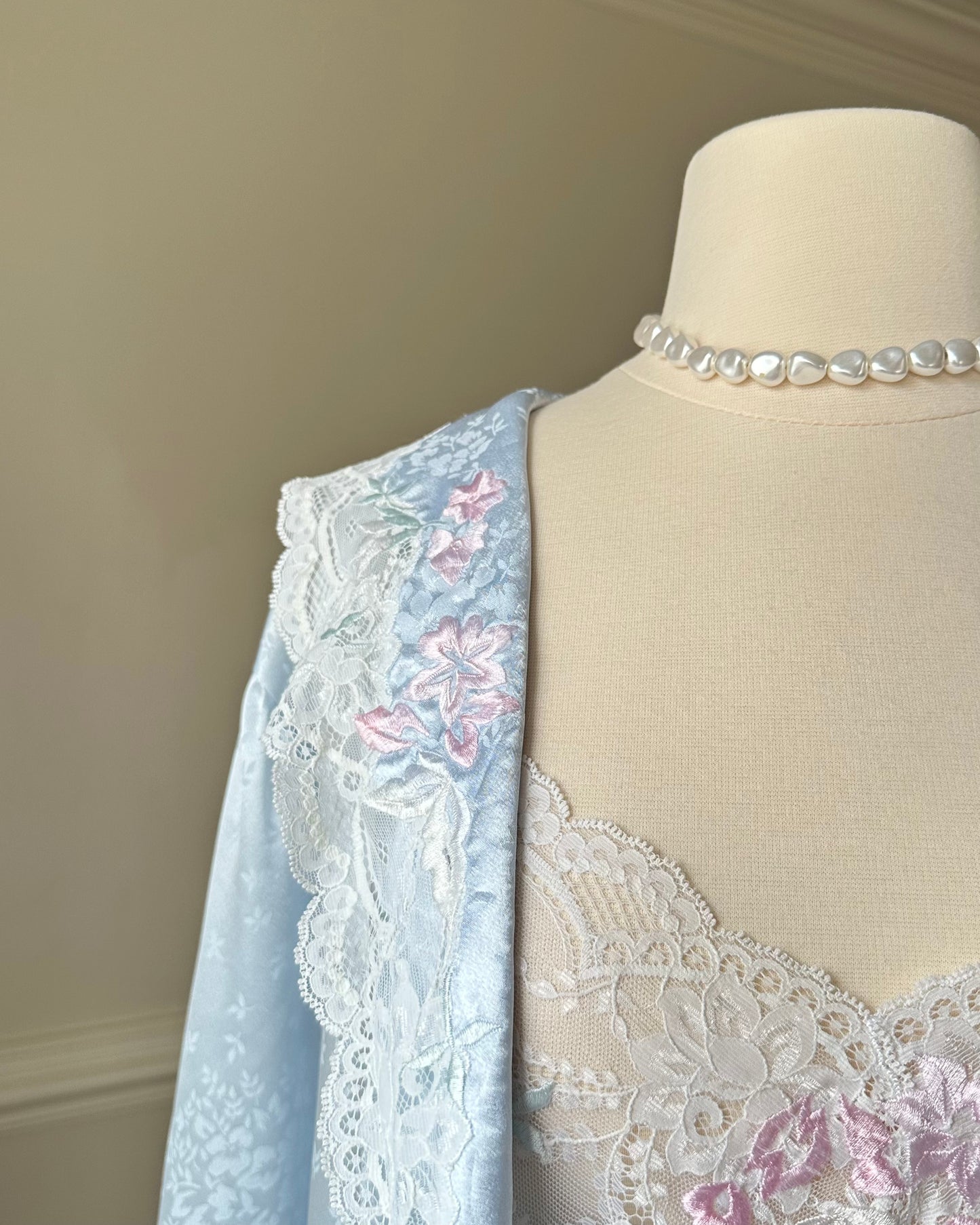 Beautiful Soft Blue Matching Set includes Sheer Frosted Blue Maxi Slip Dress