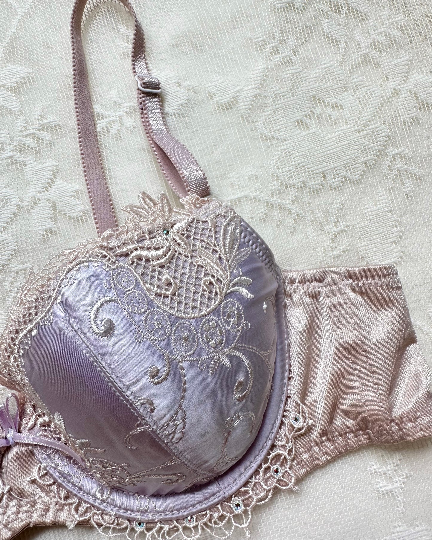 Intricate Cool Plum Satin Bra