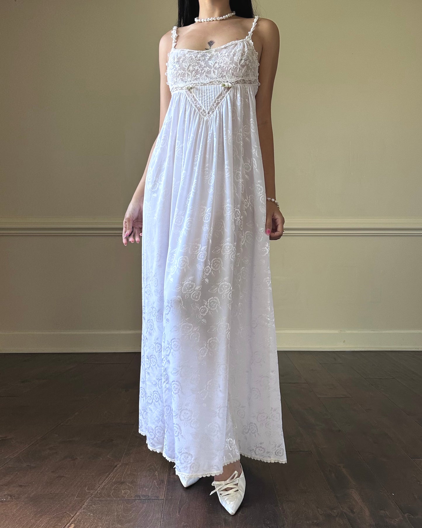 Vintage Christian Dior’s Ethereal Maxi Dress featuring Semi Sheer Pleated Skirt