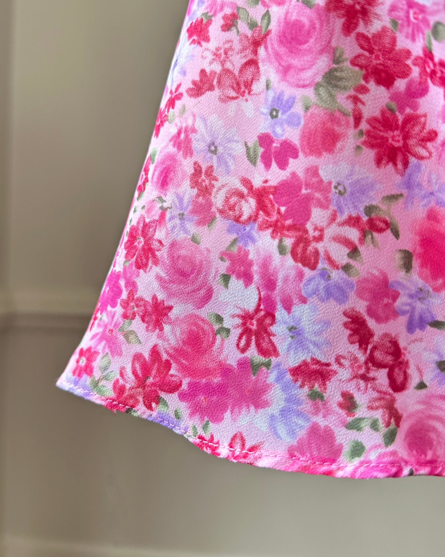 Ditsy Floral Slip Ddress featuring Variety of Reds and Pink Flowers Print