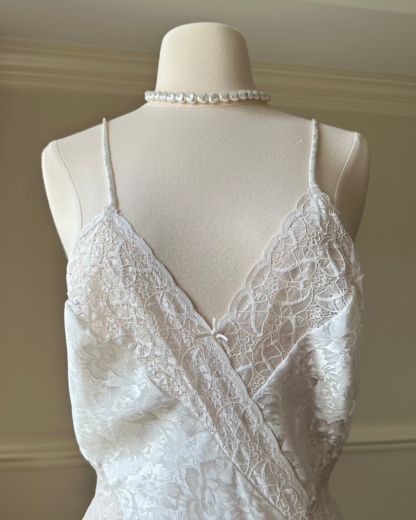 Vintage 80's Floral Embossed Bodysuit featuring Sheer Lace Bustier Crossover