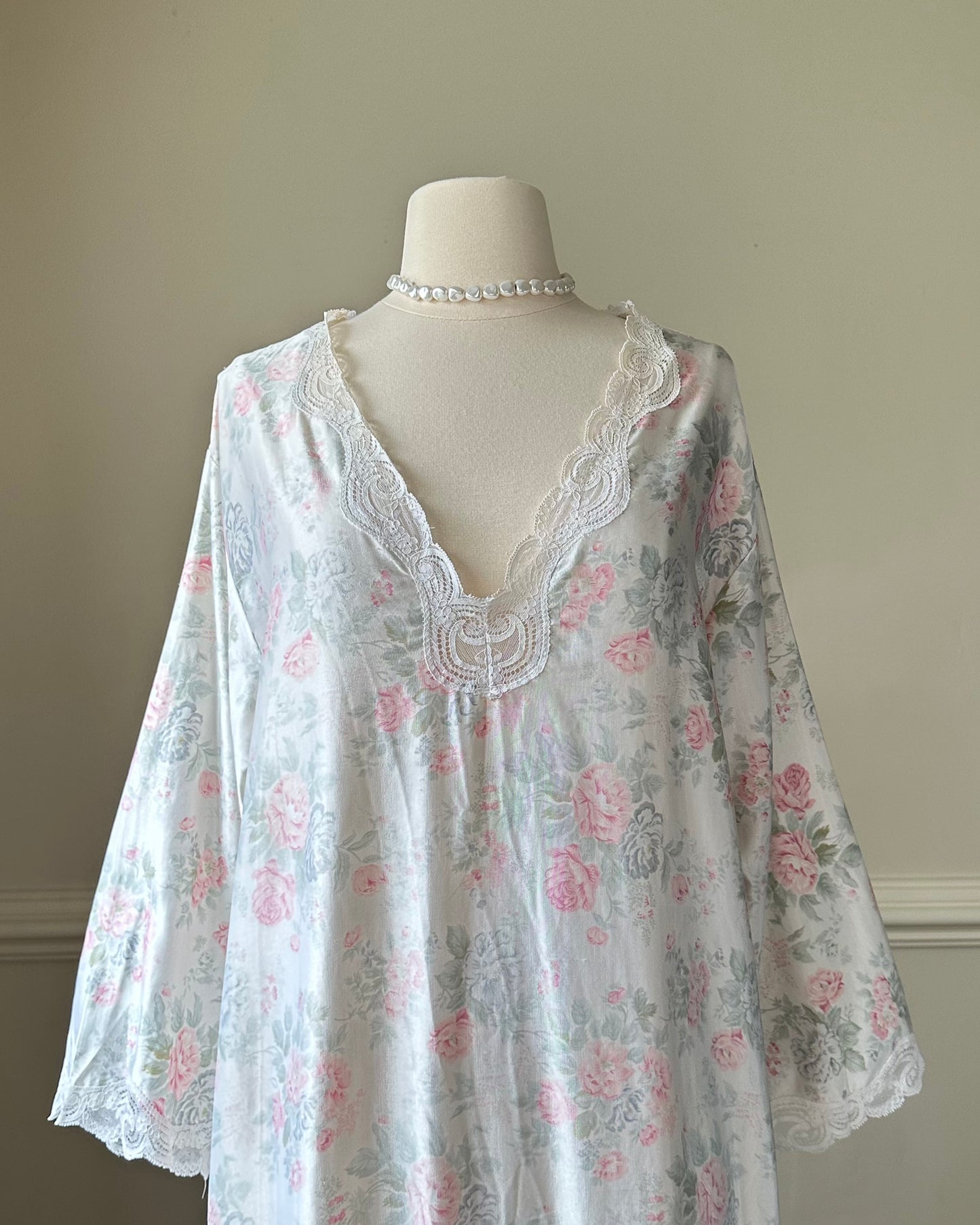 Vintage Barbizon Maxi Dress featuring Rosette Prints on Satin Fabric