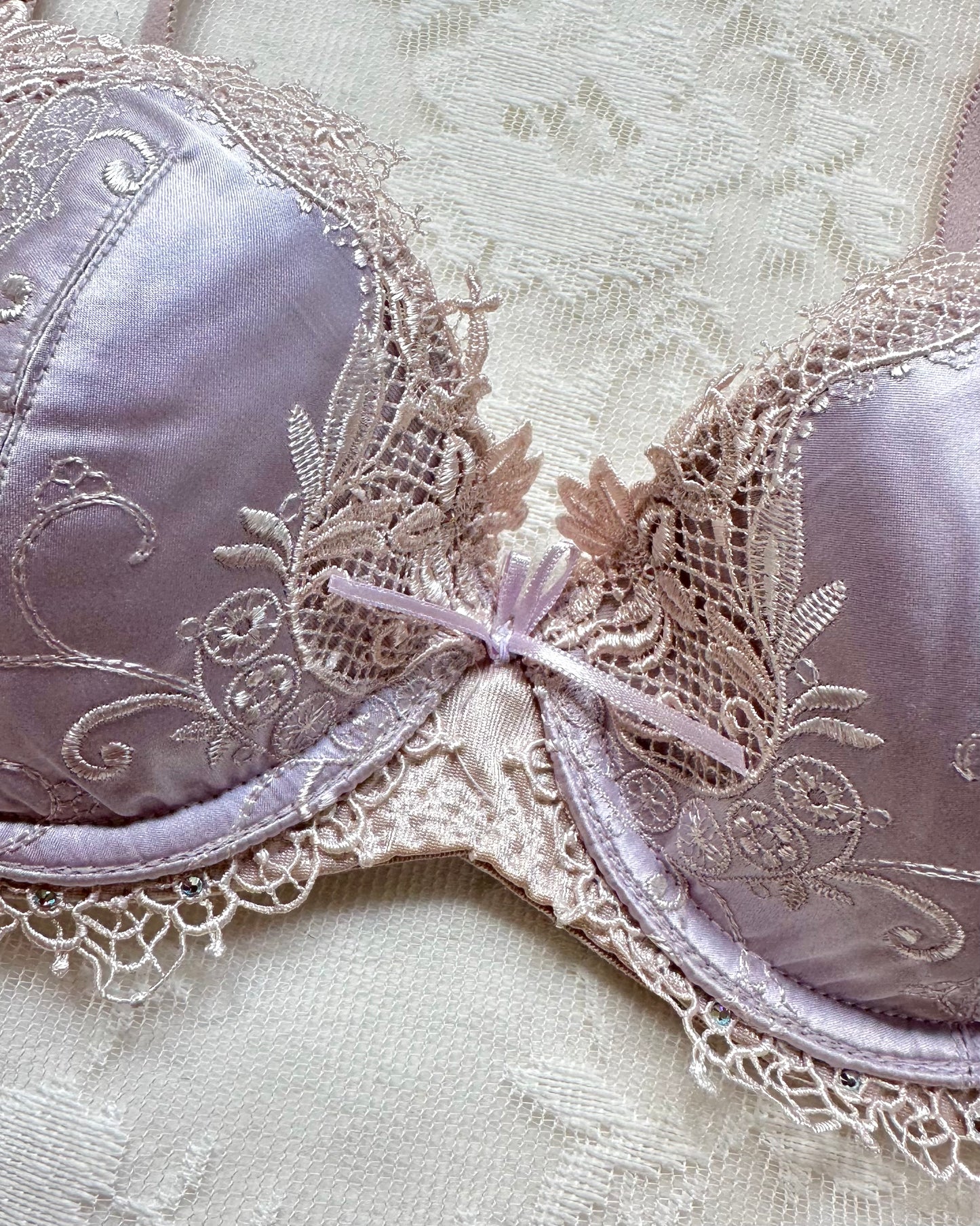 Intricate Cool Plum Satin Bra