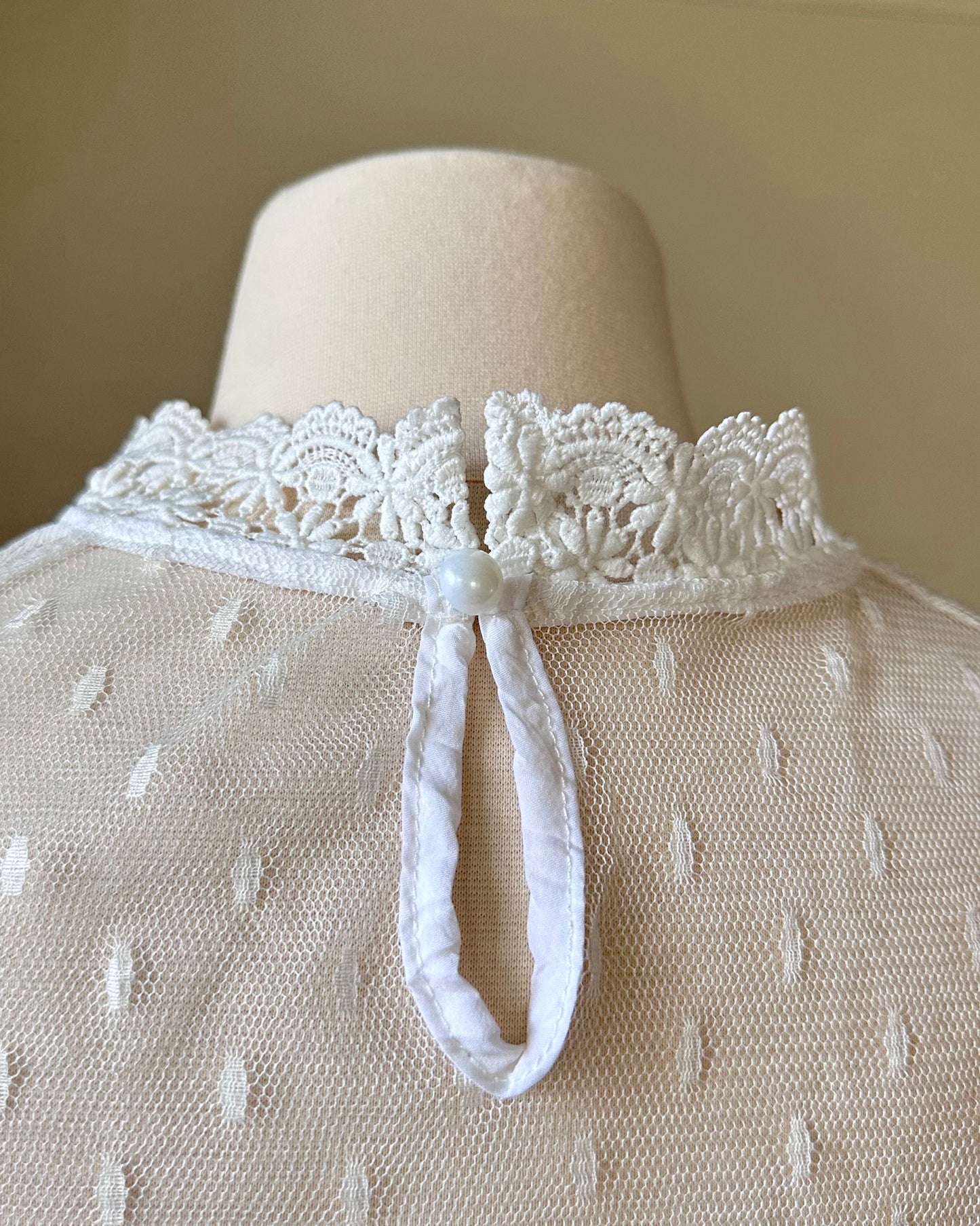 Sheer Victorian Inspired Long Sleeves Slip Dress featuring Intricate Floral Pattern