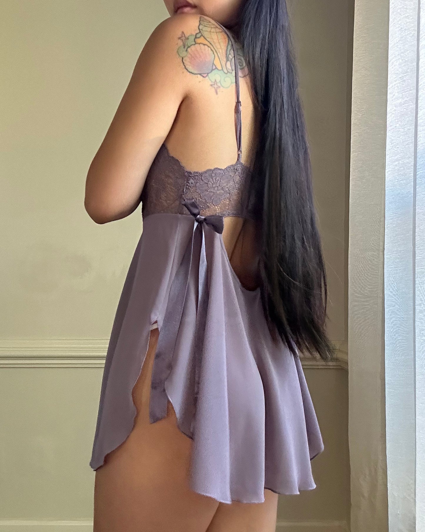 Victoria’s Secret Ballet Slip in Mauve featuring Sheer Floral Embroidery Bustier